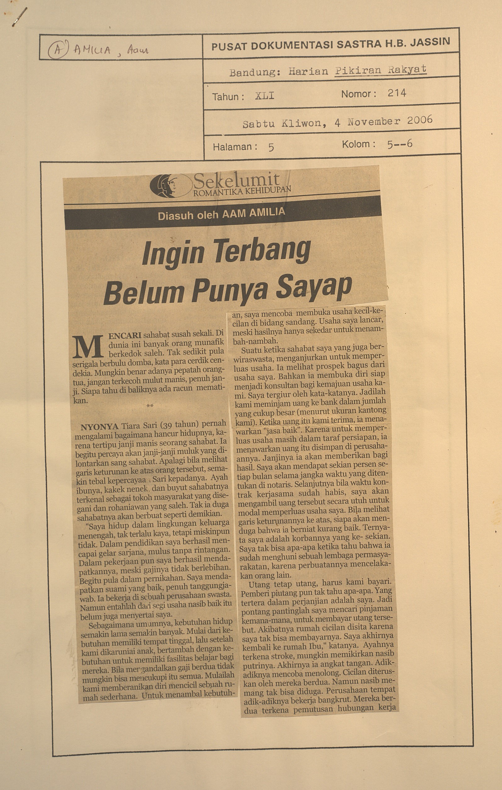Ingin terbang belum punya sayap