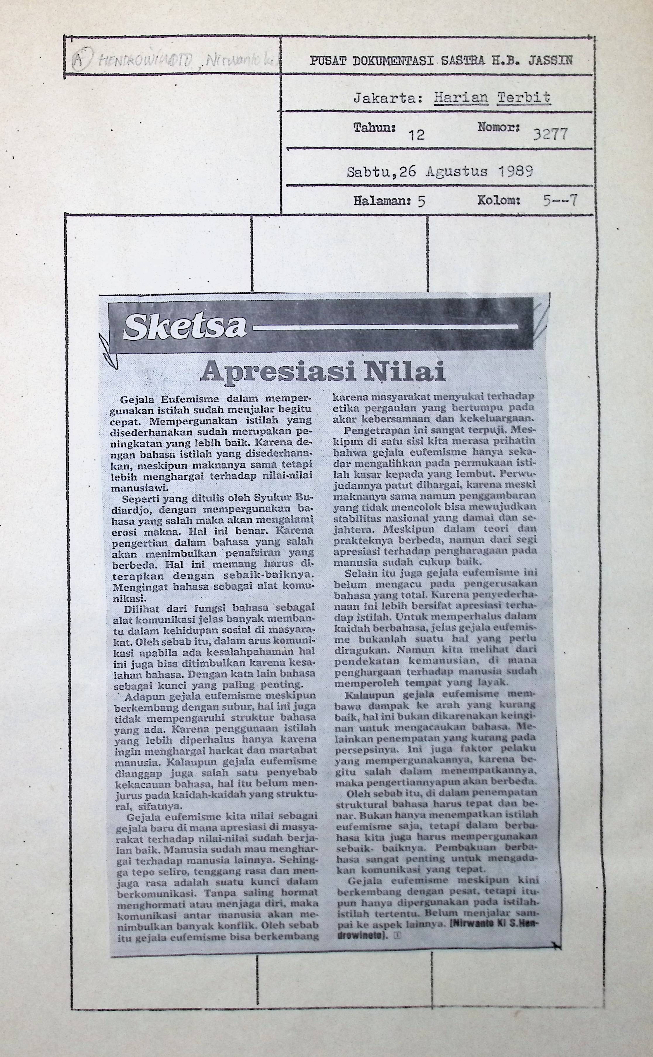 Apresiasi nilai