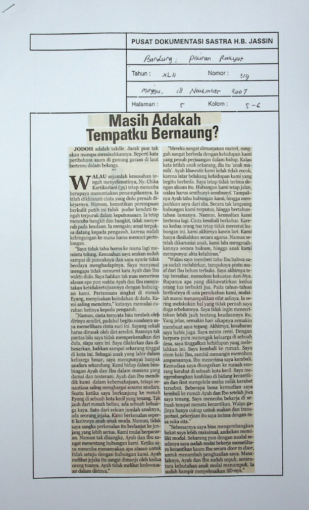 Masih adakah tempatku bernaung?