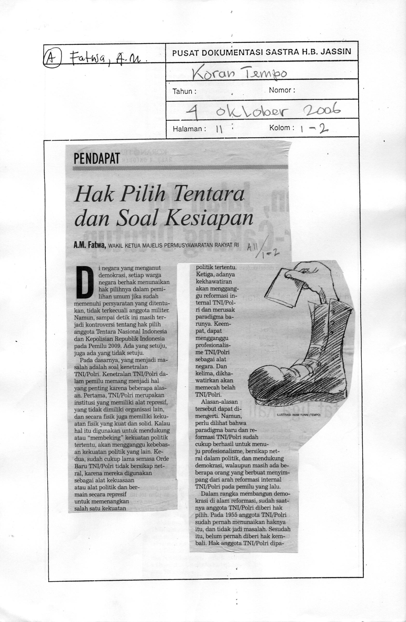 Hak pilih tentara dan soal kesiapan