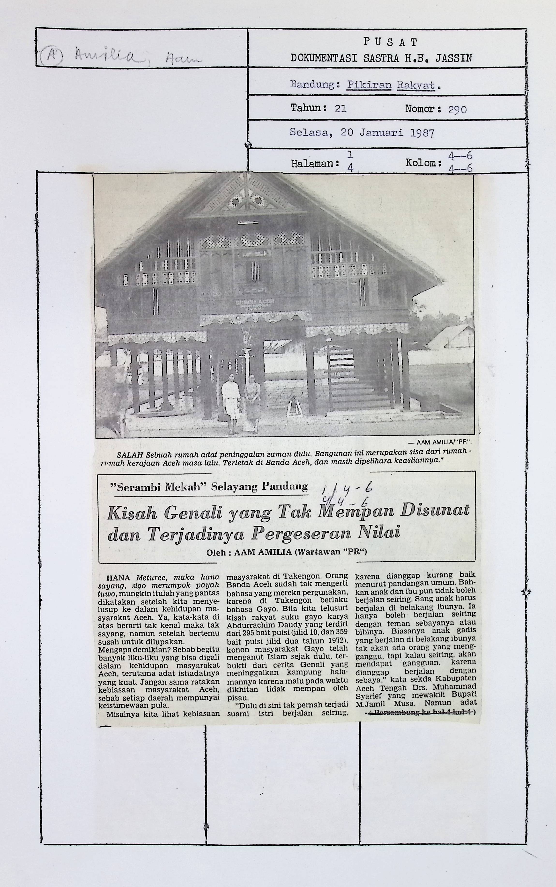 Serambi Mekah selayang pandang. Kisah Genali yang tak mempan disunat dan terjadinya pergeseran nilai