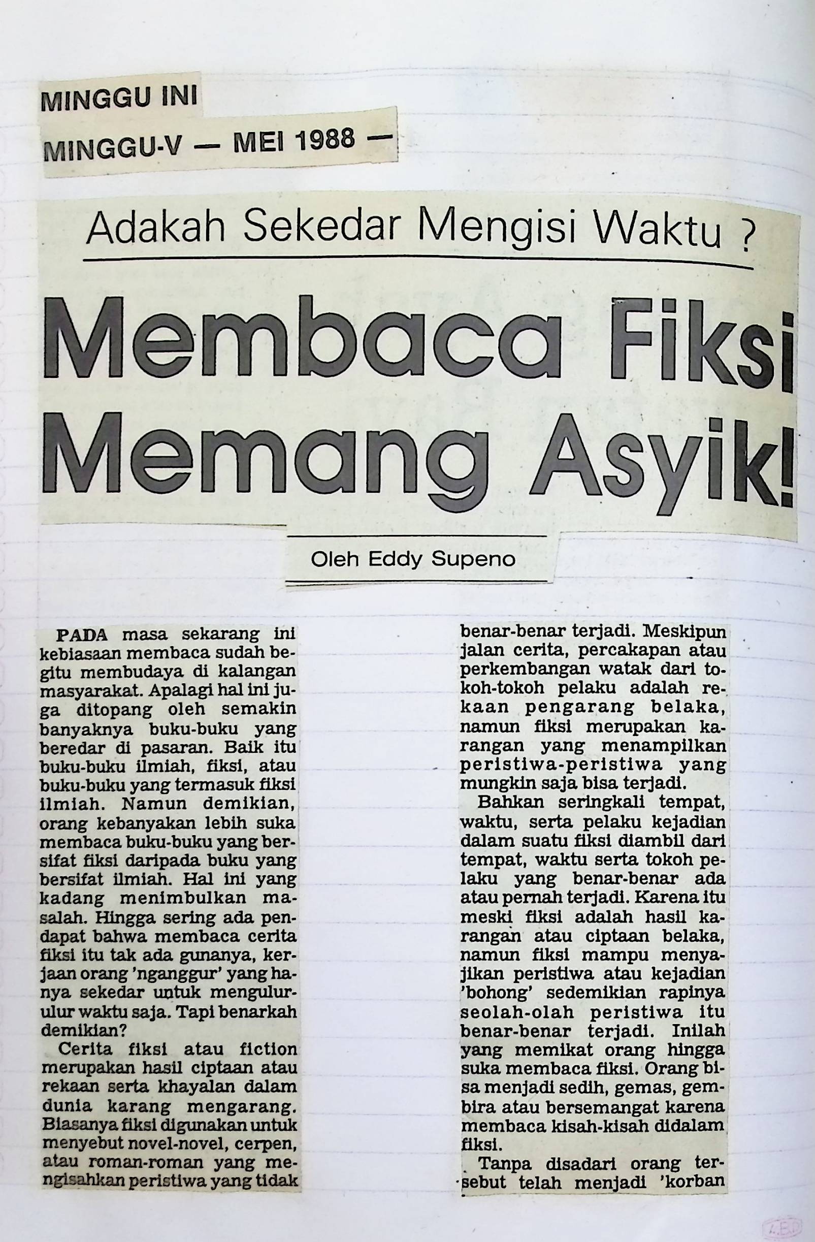Membaca fiksi memang asyik