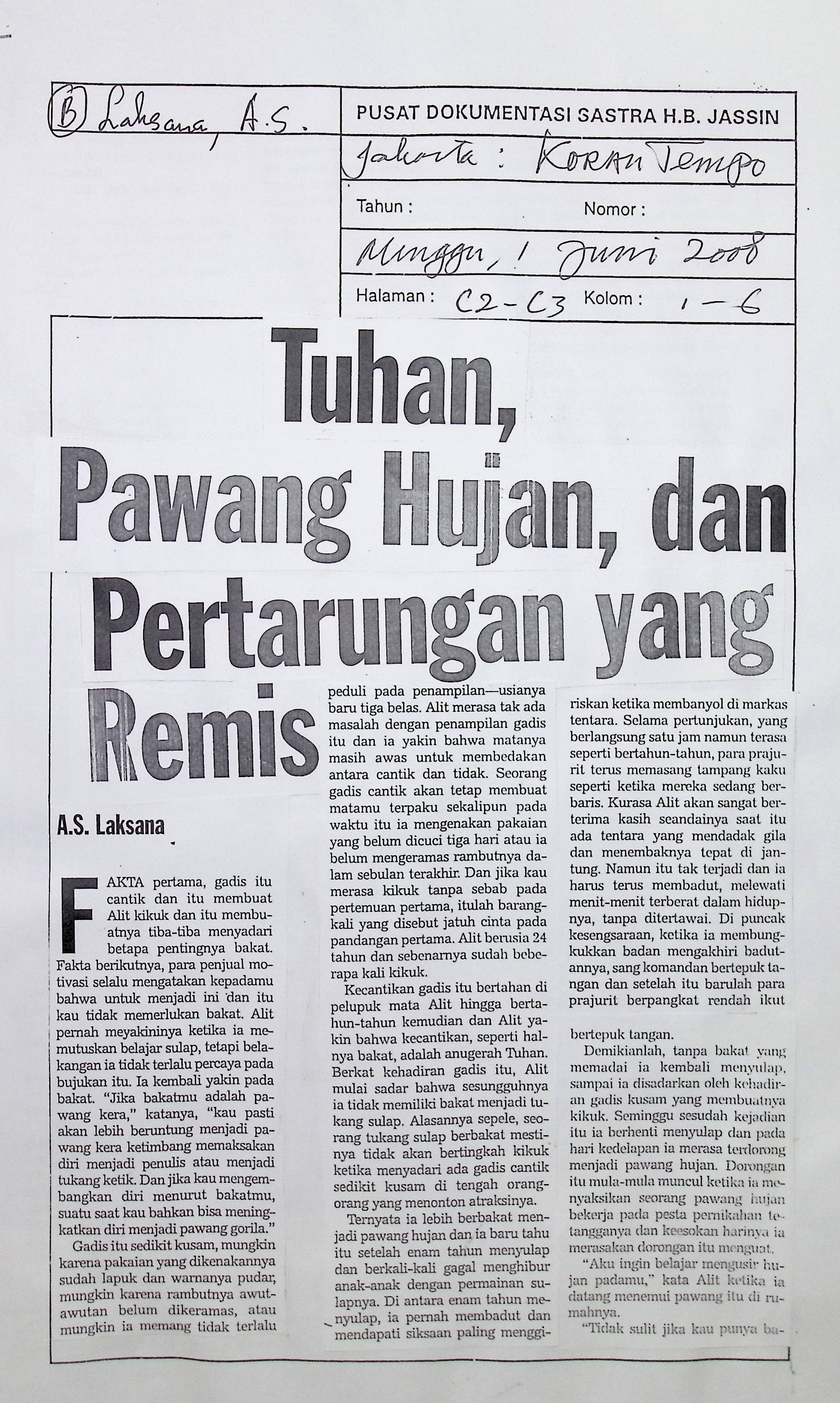 Tuhan,pawang hujan dan pertarungan yang remis