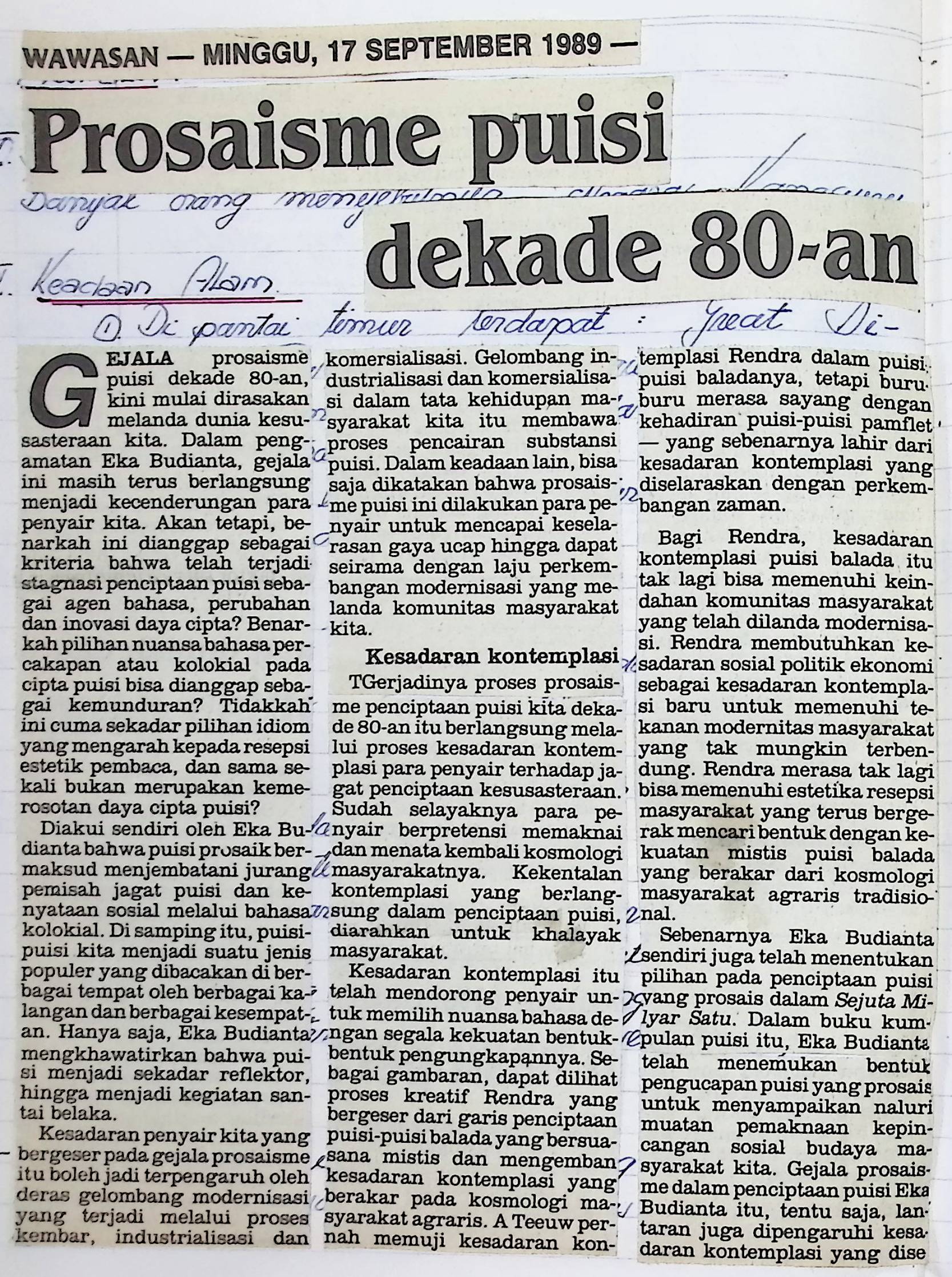 Prosaisme puisi dekade 80-an