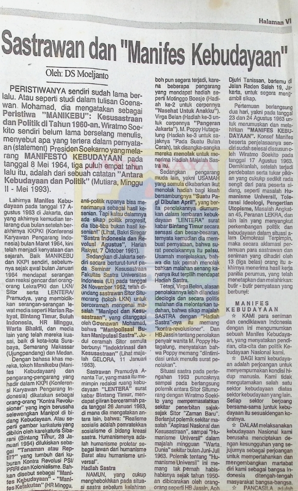 Sastrawan dan manifes kebudayaan