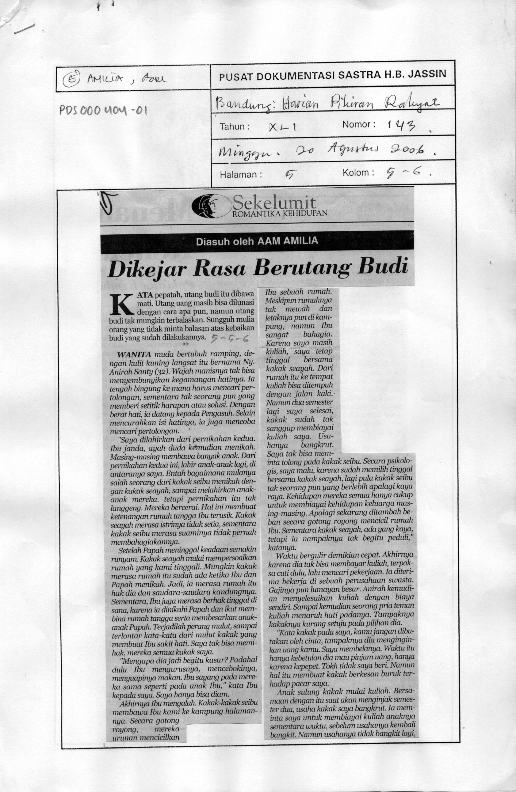Dikejar rasa berutang budi