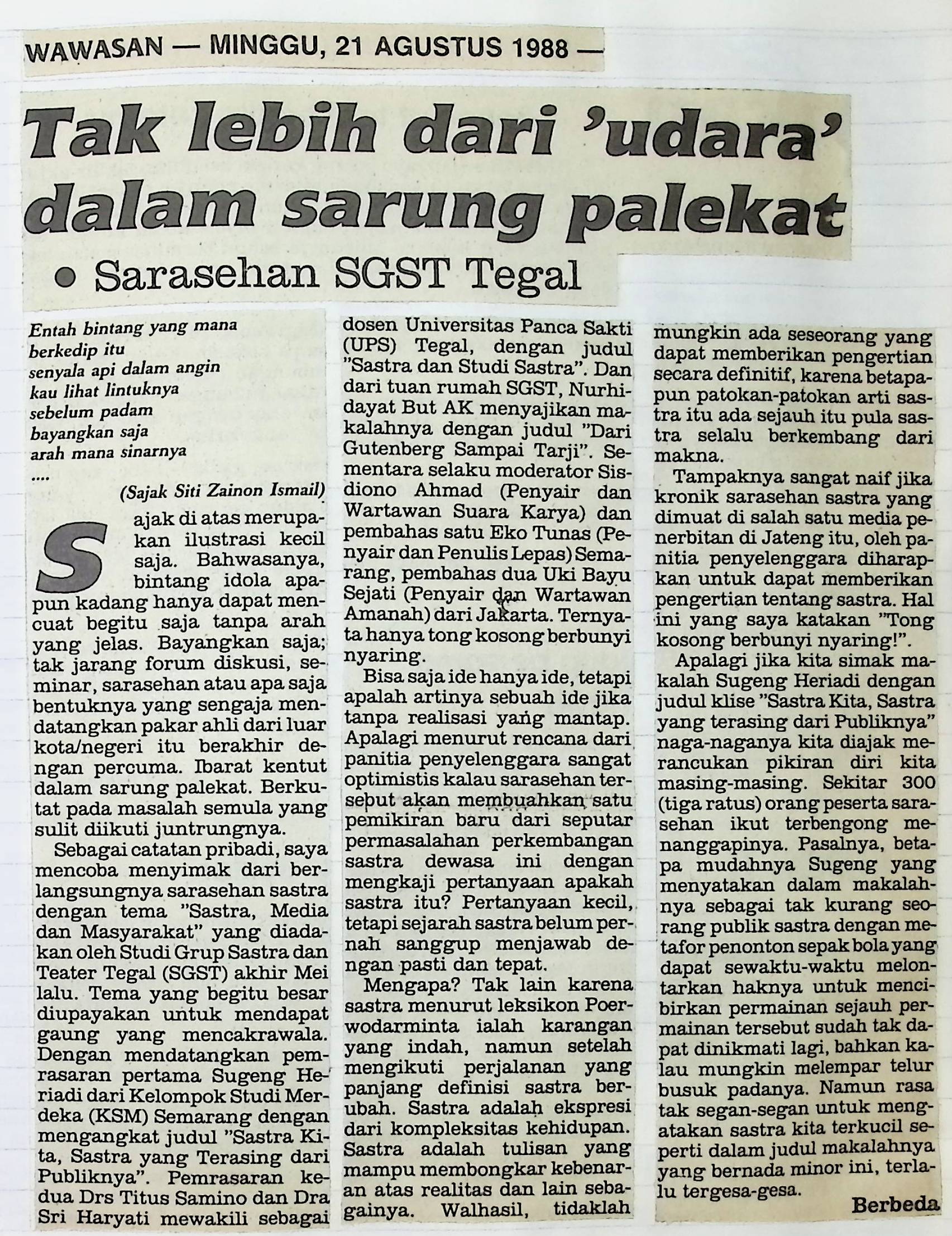 Tak lebih dari 'udara' dalam sarung palekat