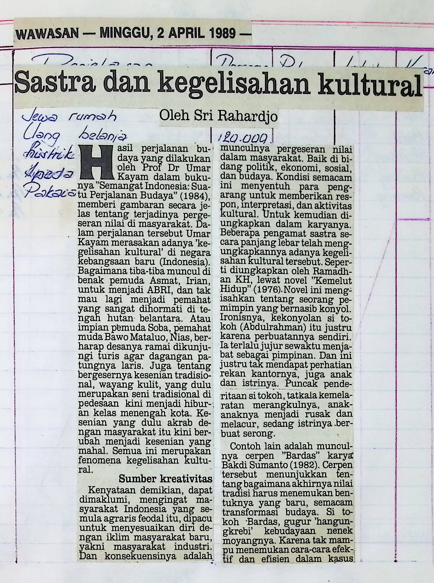 Sastra dan kegelisahan kultural