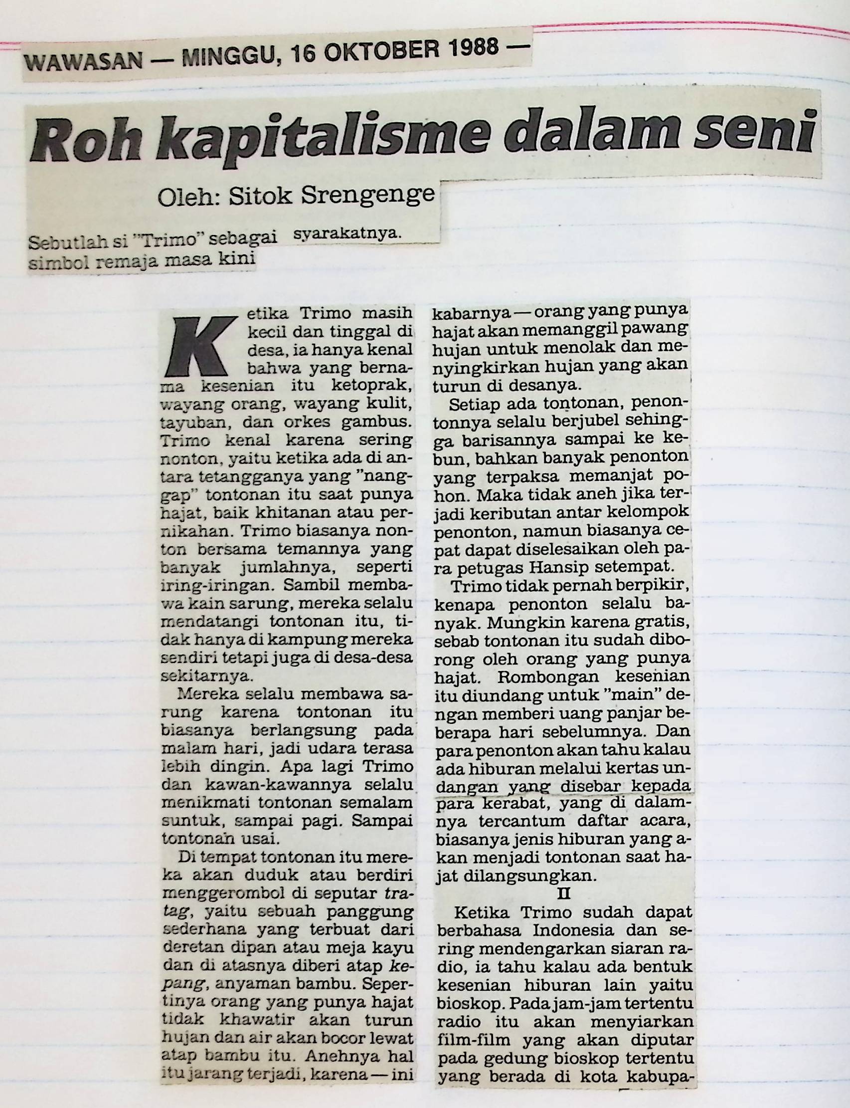 Roh kapitalisme dalam seni