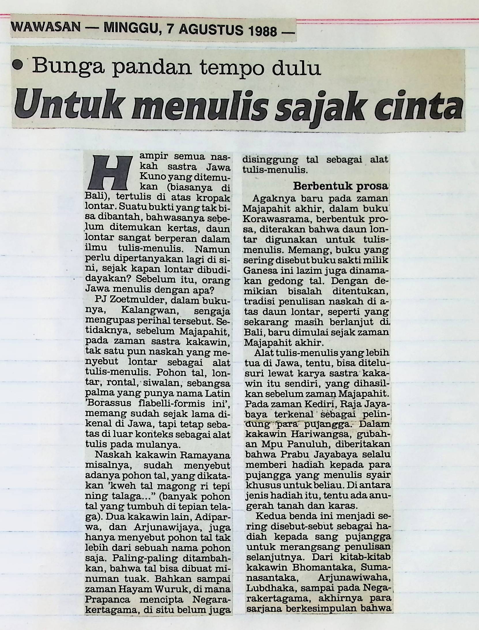 Untuk menulis sajak cinta