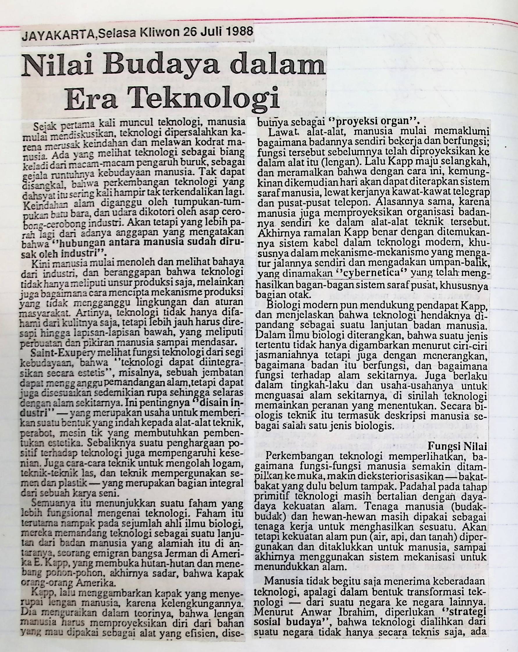 Nilai budaya dalam era teknologi