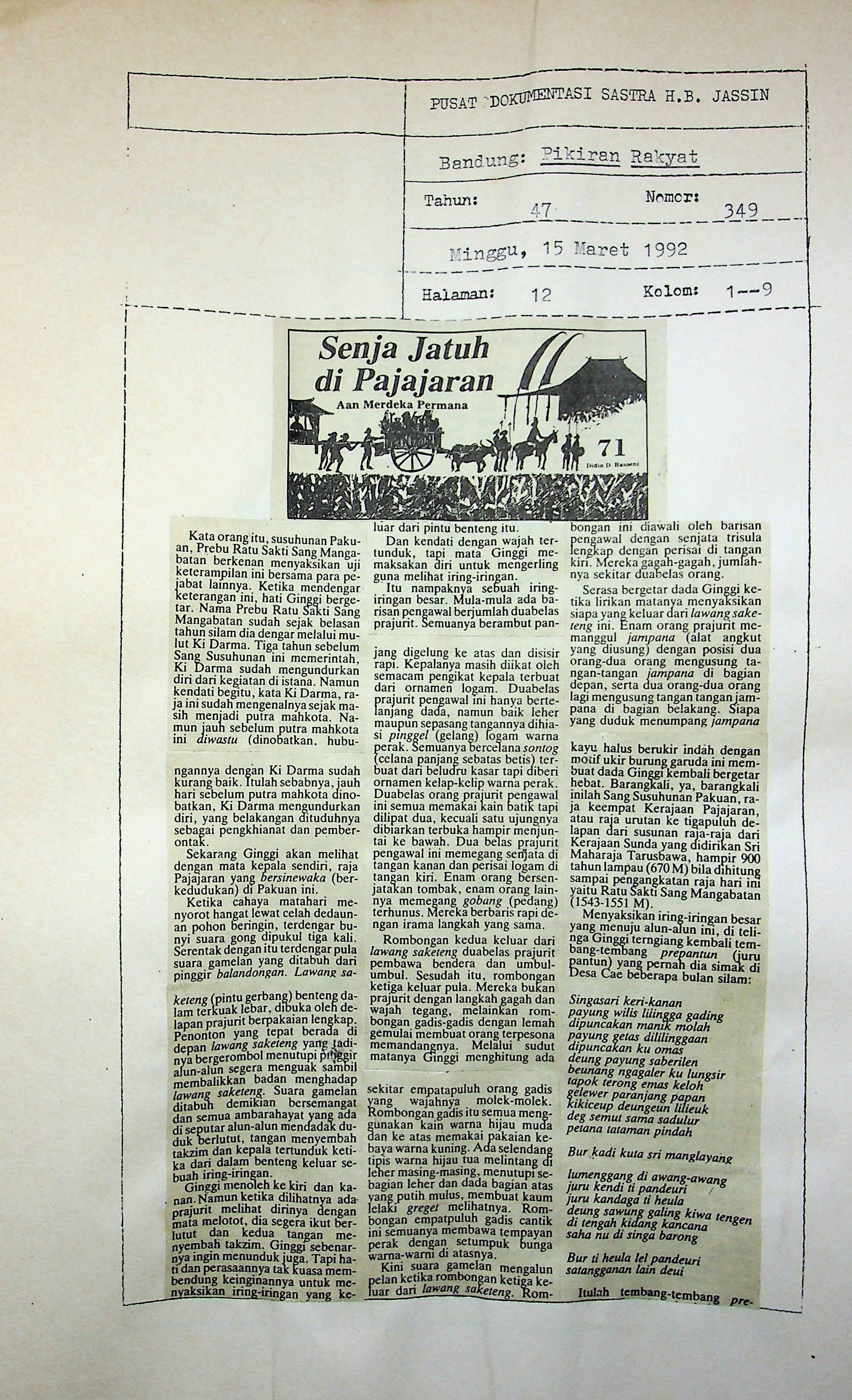 Senja jatuh di Pajajaran. bagian 71-80
