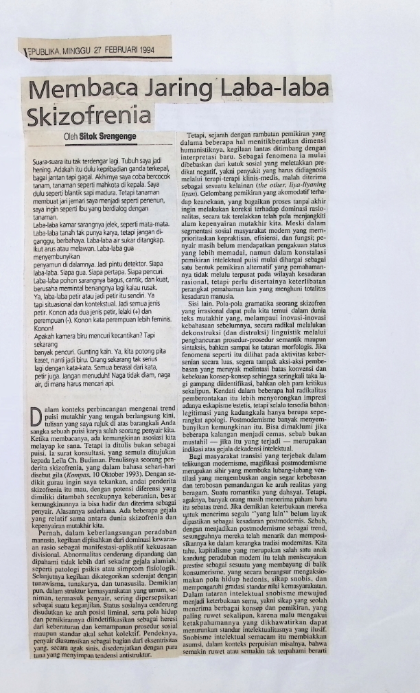Membaca jaring laba-laba Skizofrenia.
