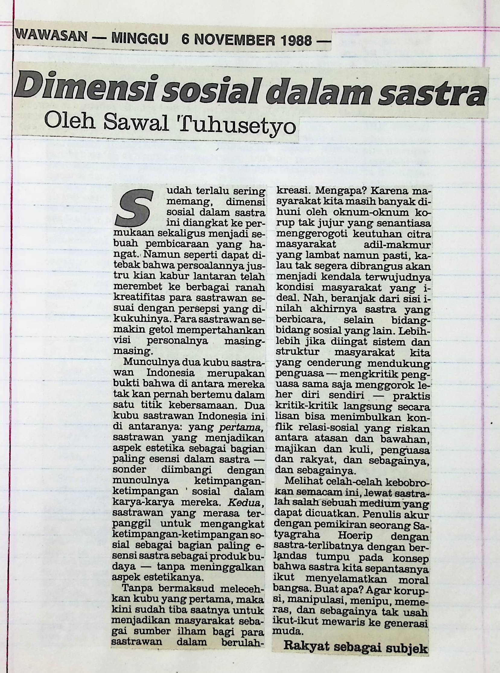 Dimensi sosial dalam sastra