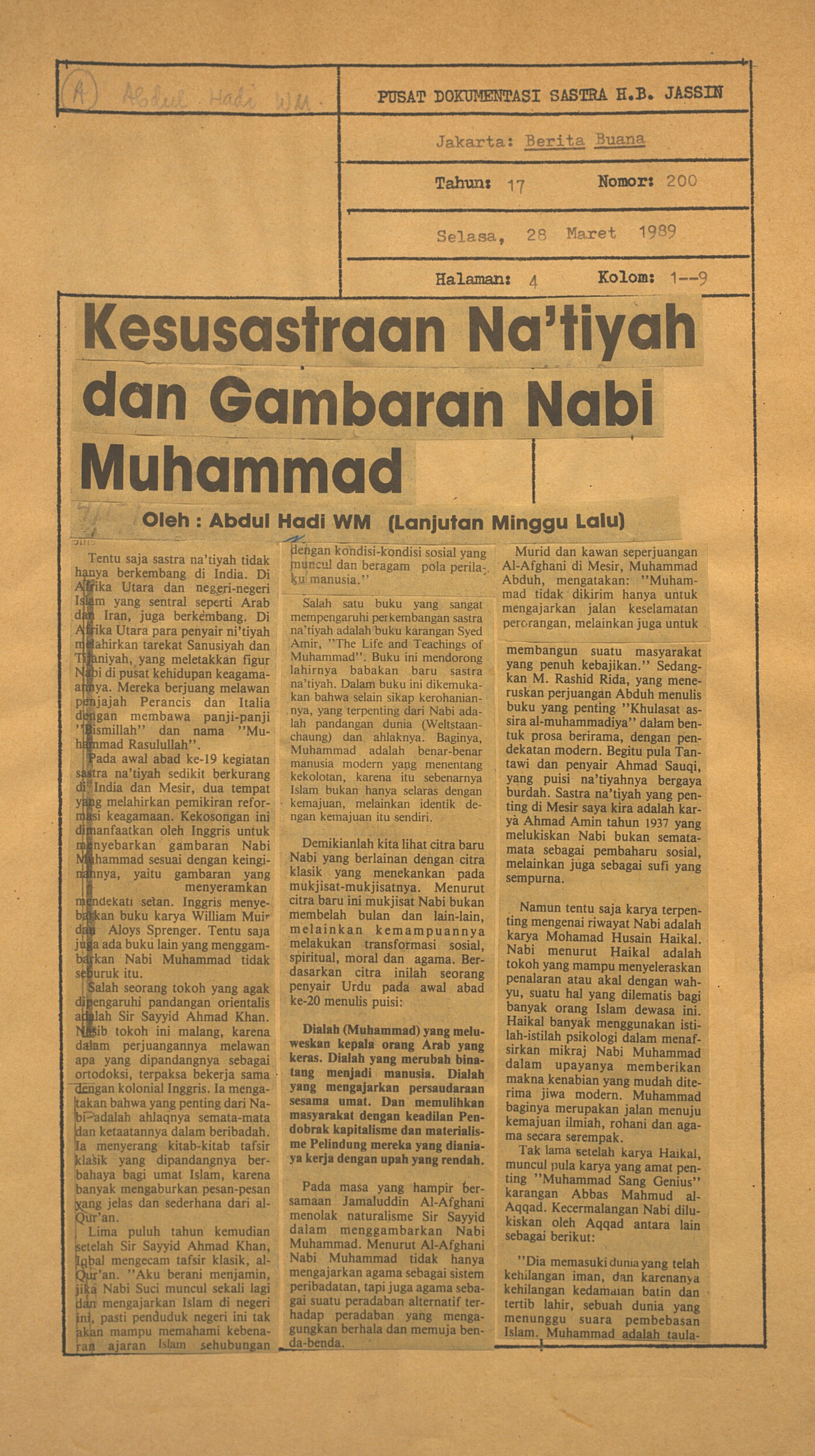 Kesusastraan Na'tiyah dan gambaran nabi Muhammad. bagian 2