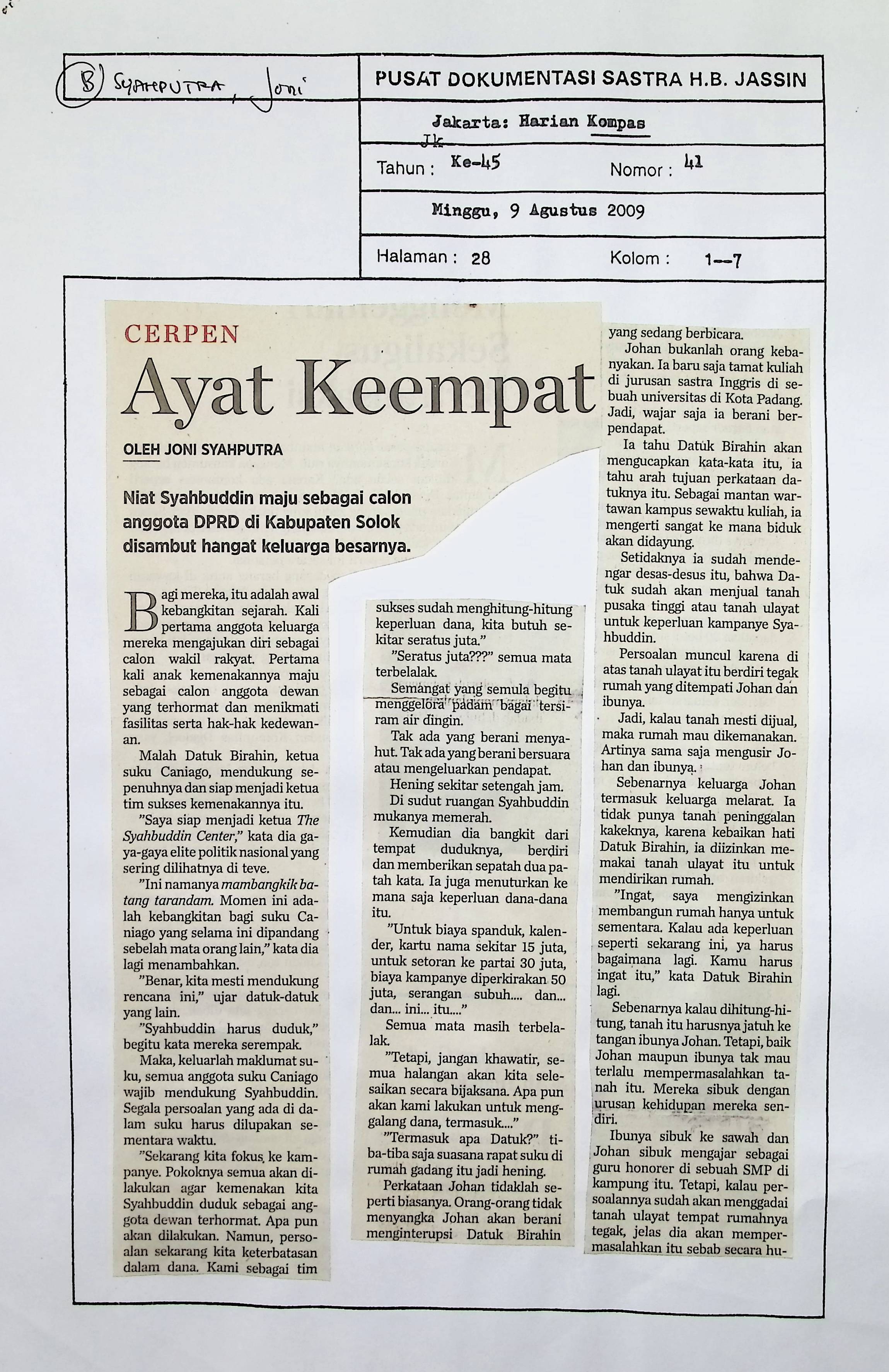 Cerpen: ayat keempat