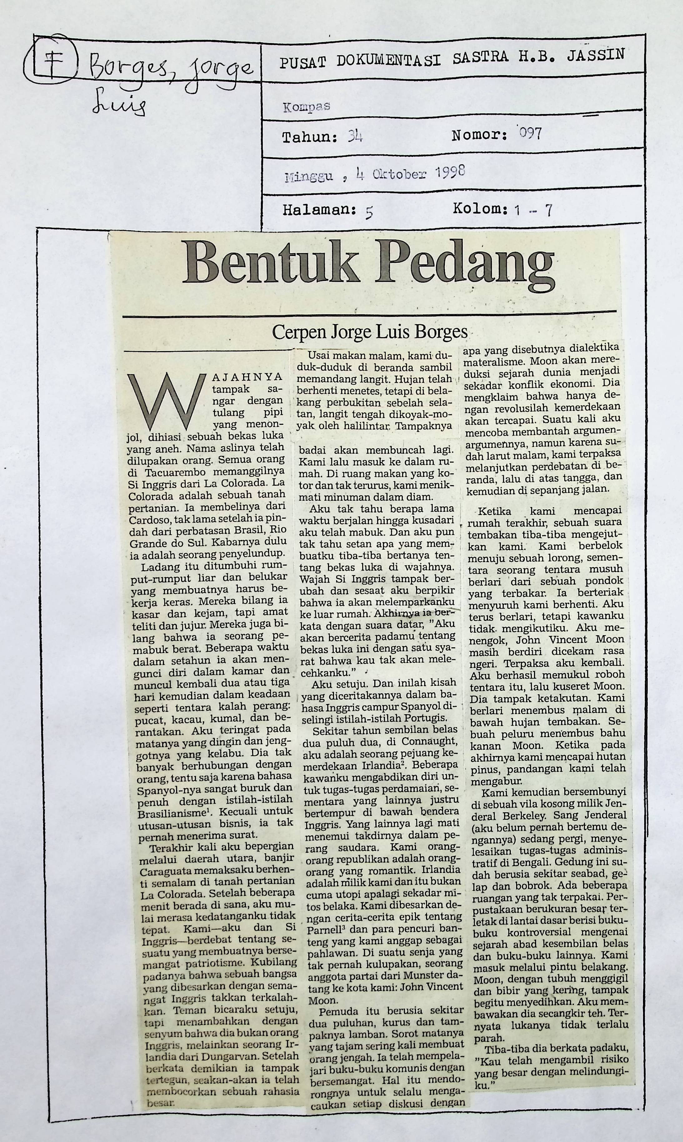 Cerpen: bentuk pedang