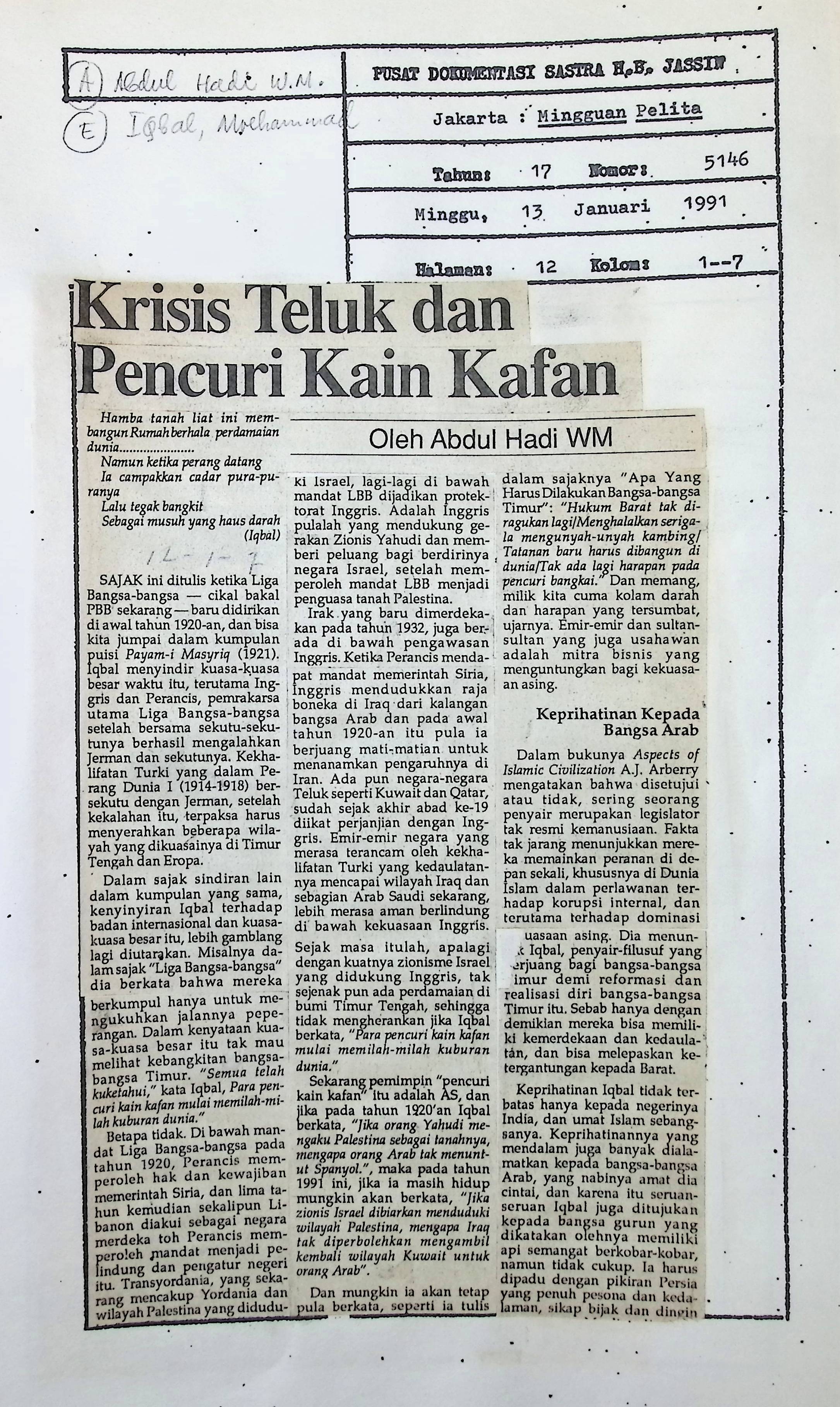 Krisis teluk dan pencuri kain kafan