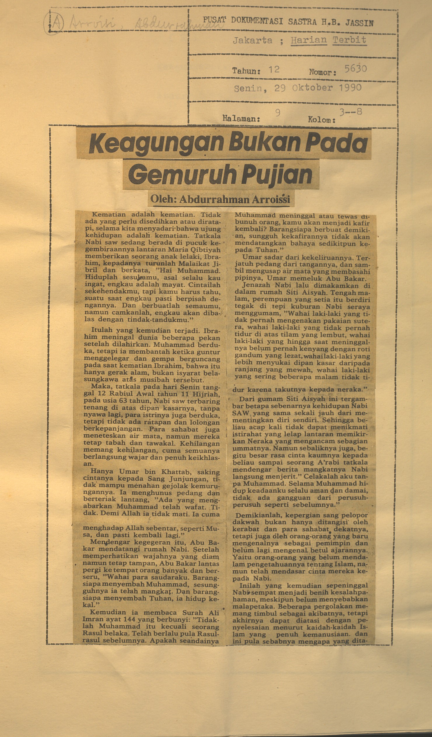 Keagungan bukan pada gemuruh pujian