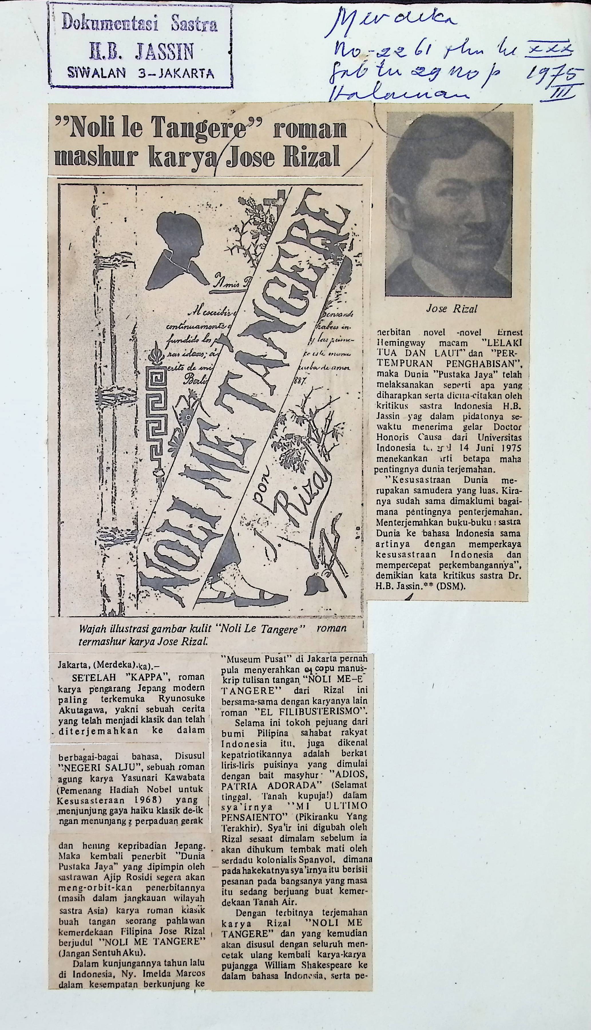 Noli le Tangere roman mashur karya Jose Rizal
