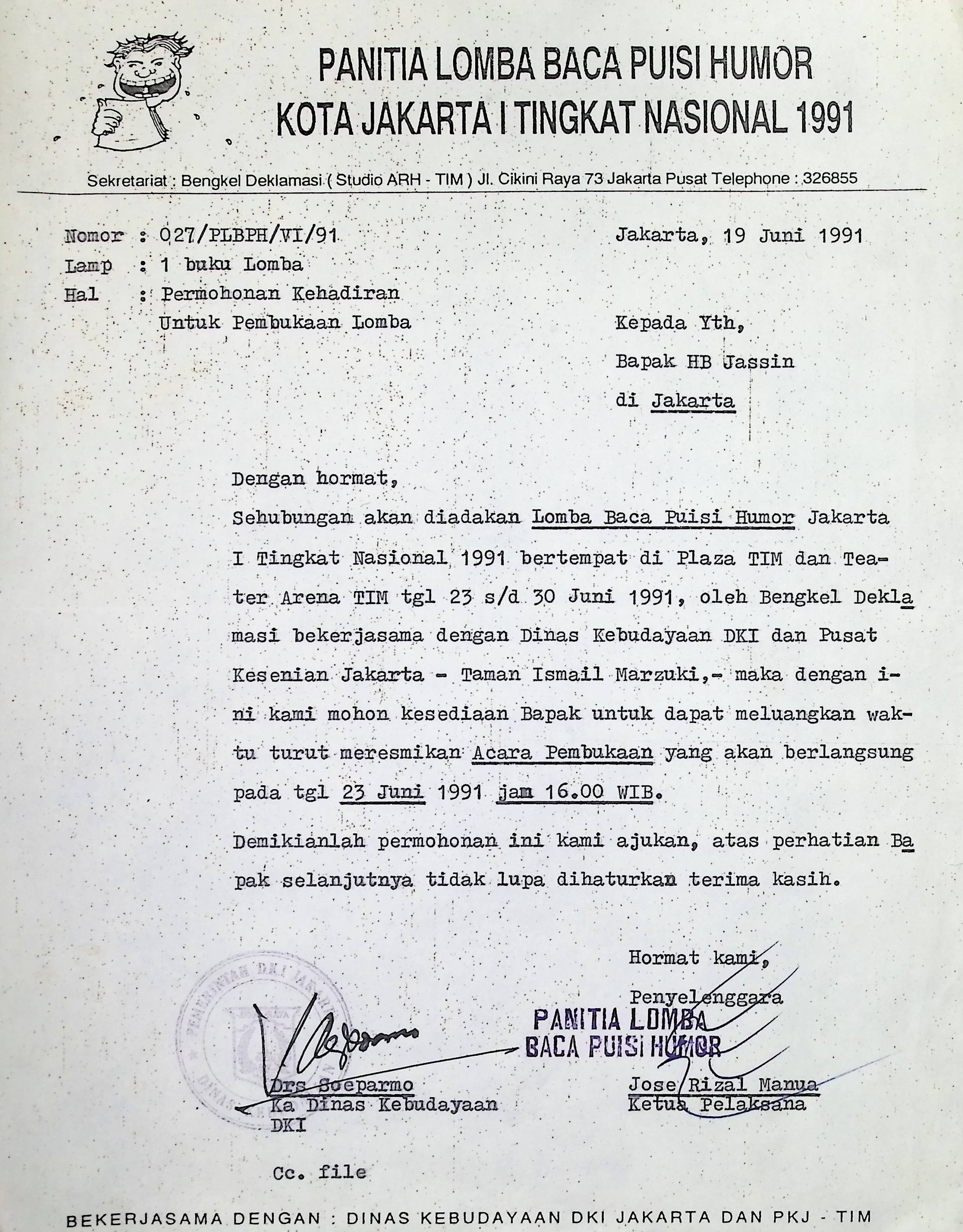 Surat Jose Rizal Manua kepada H.B. Jassin