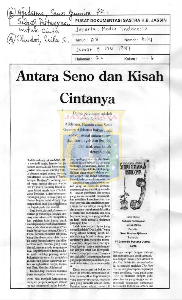Antara Seno dan kisah cintanya