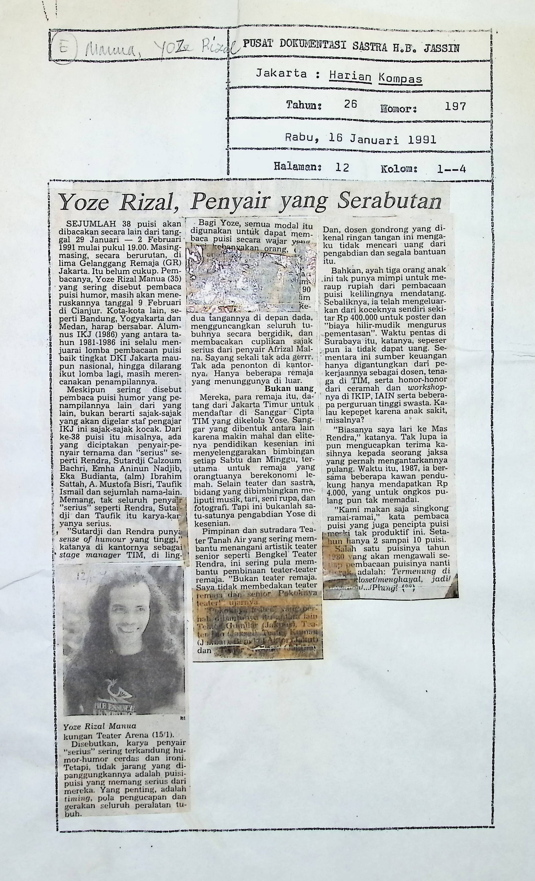 Yoze Rizal, penyair yang serabutan