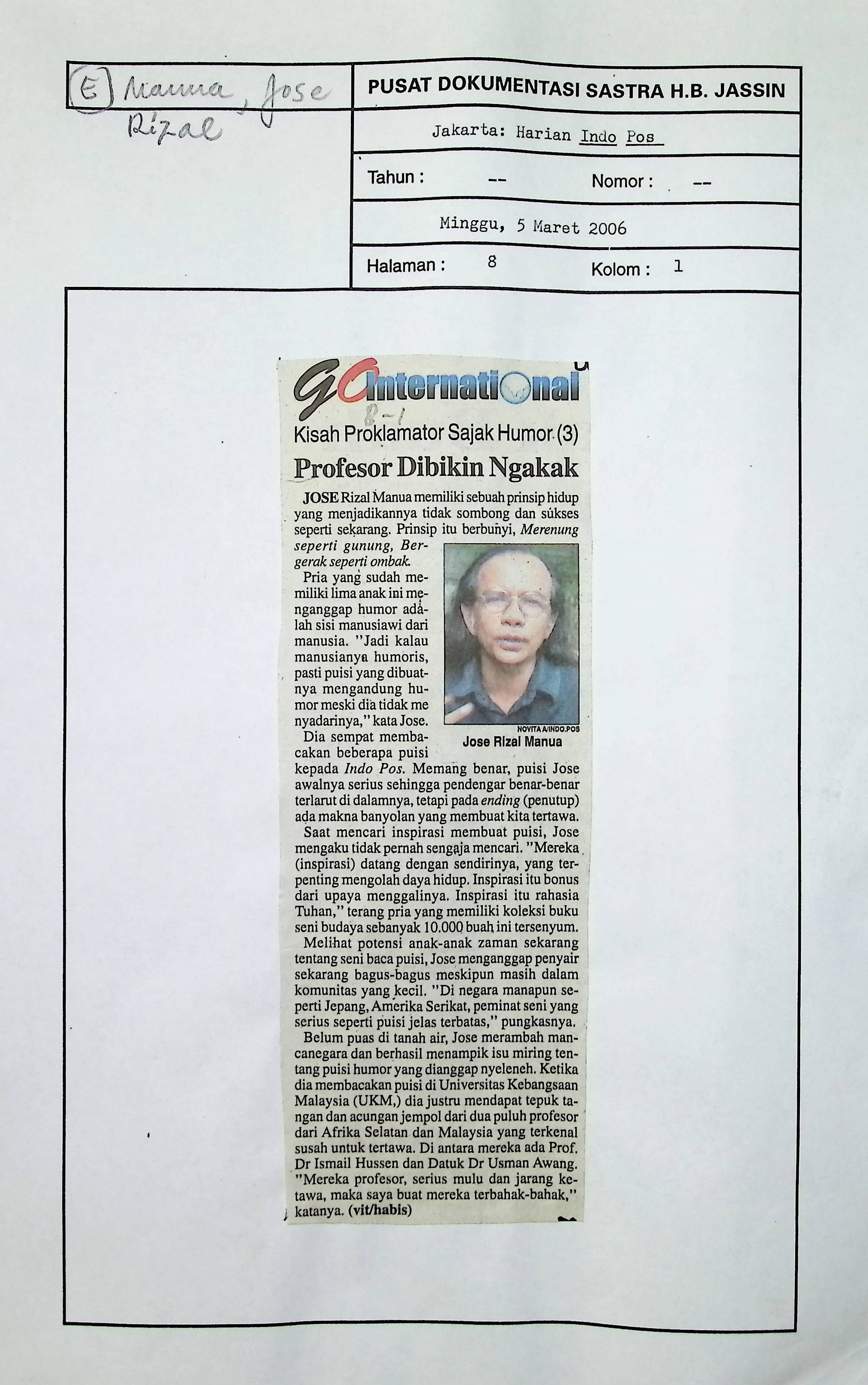 Kisah proklamator sajak humor (3), profesor dibikin ngakak