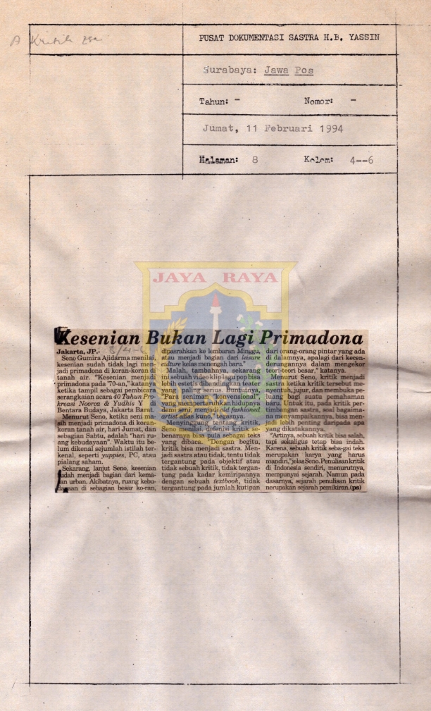 Kesenian bukan lagi primadona