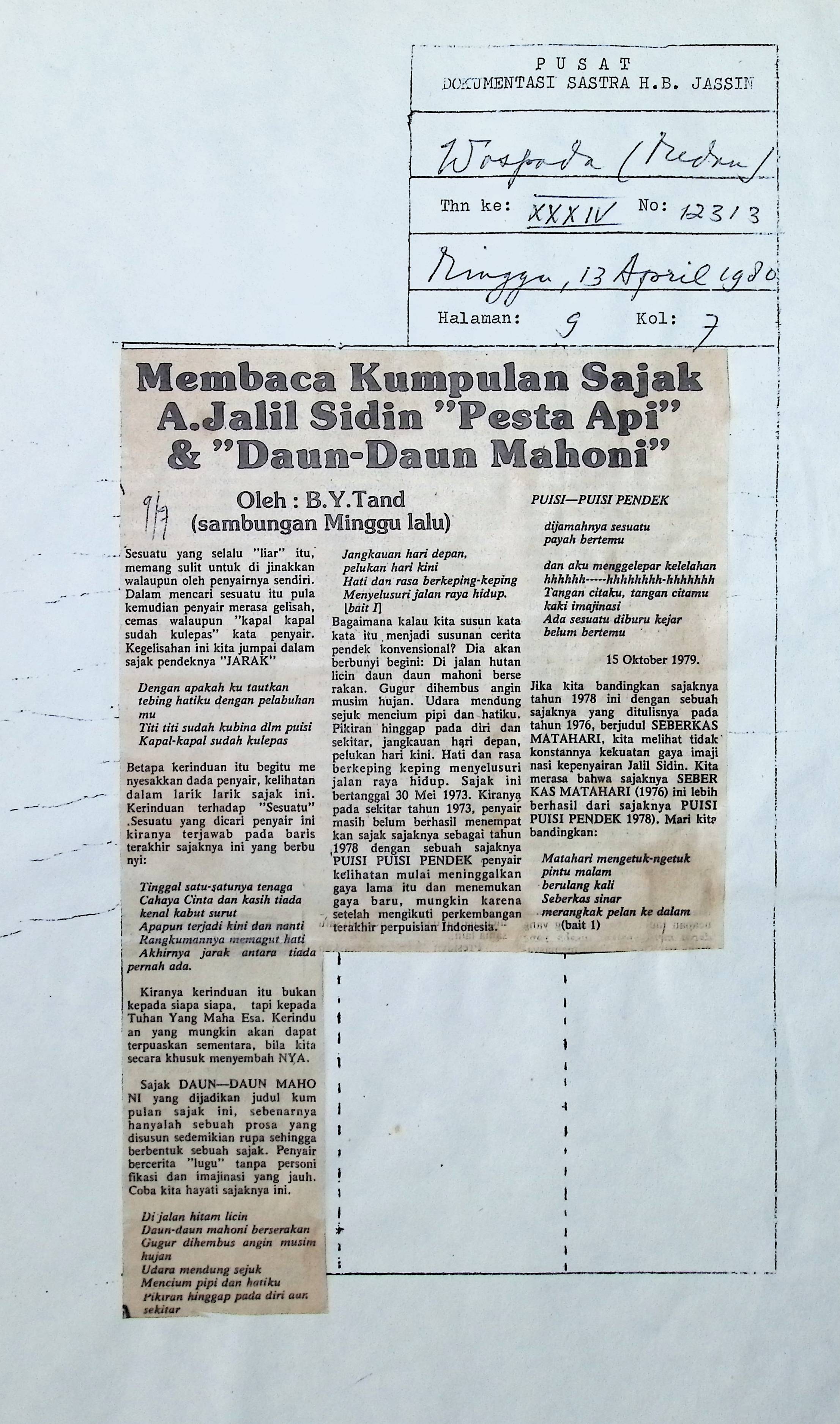 Membaca kumpulan sajak A. Jalil Sidim, Pesta kembang api dan Daun-daun mahoni. bagian 2