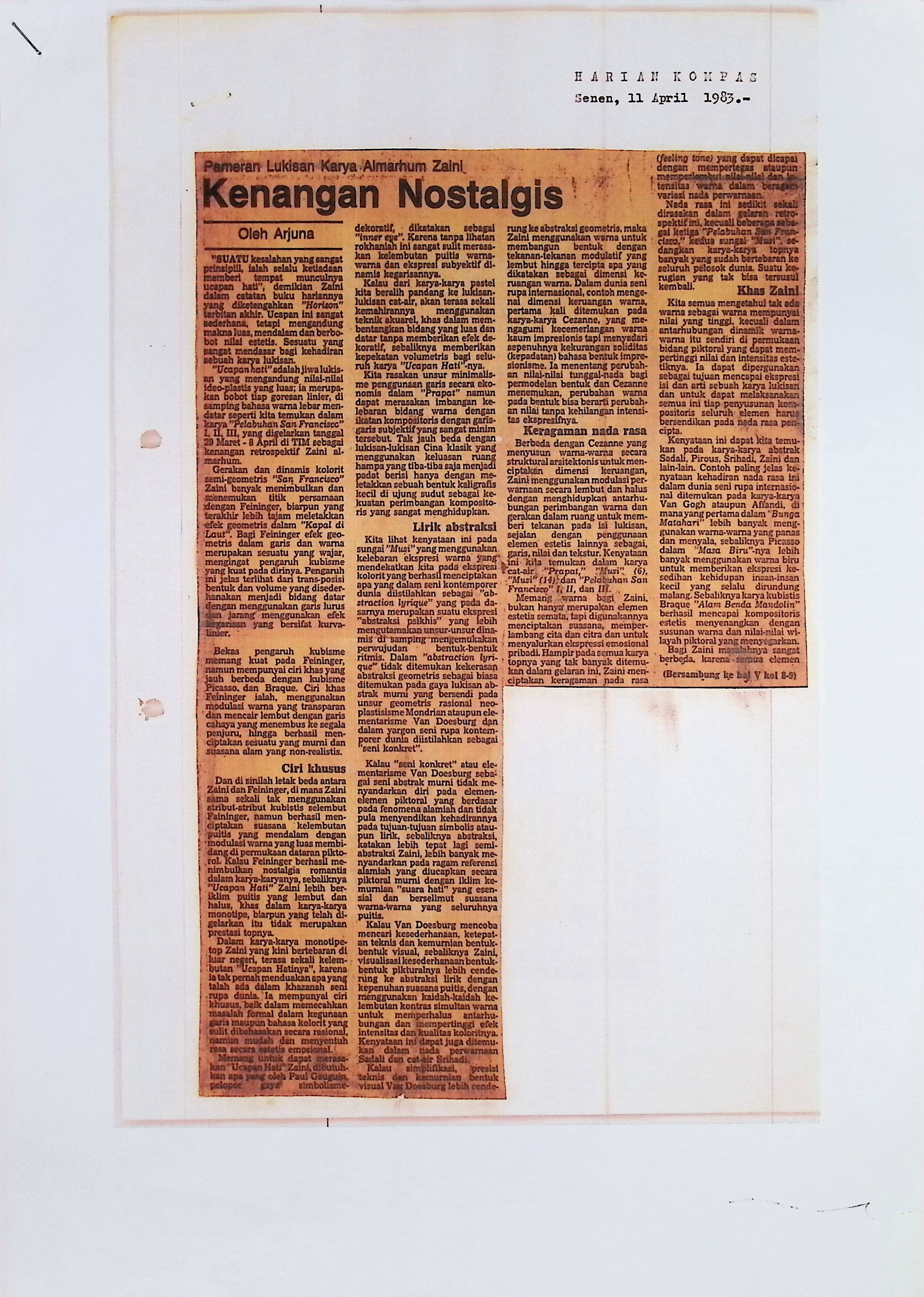 Kenangan nostalgis : Pameran lukisan karya almarhum Zaini