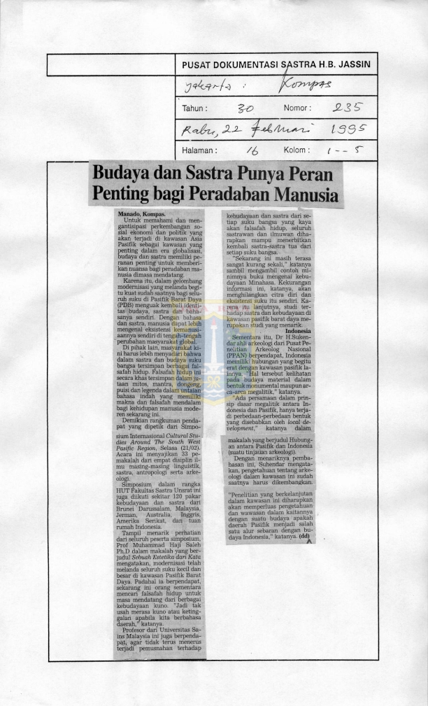 Budaya dan sastra punya peran penting bagi peradaban manusia