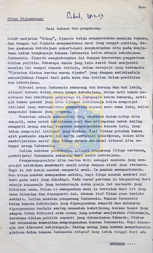 Soal bahasa dan pengarang