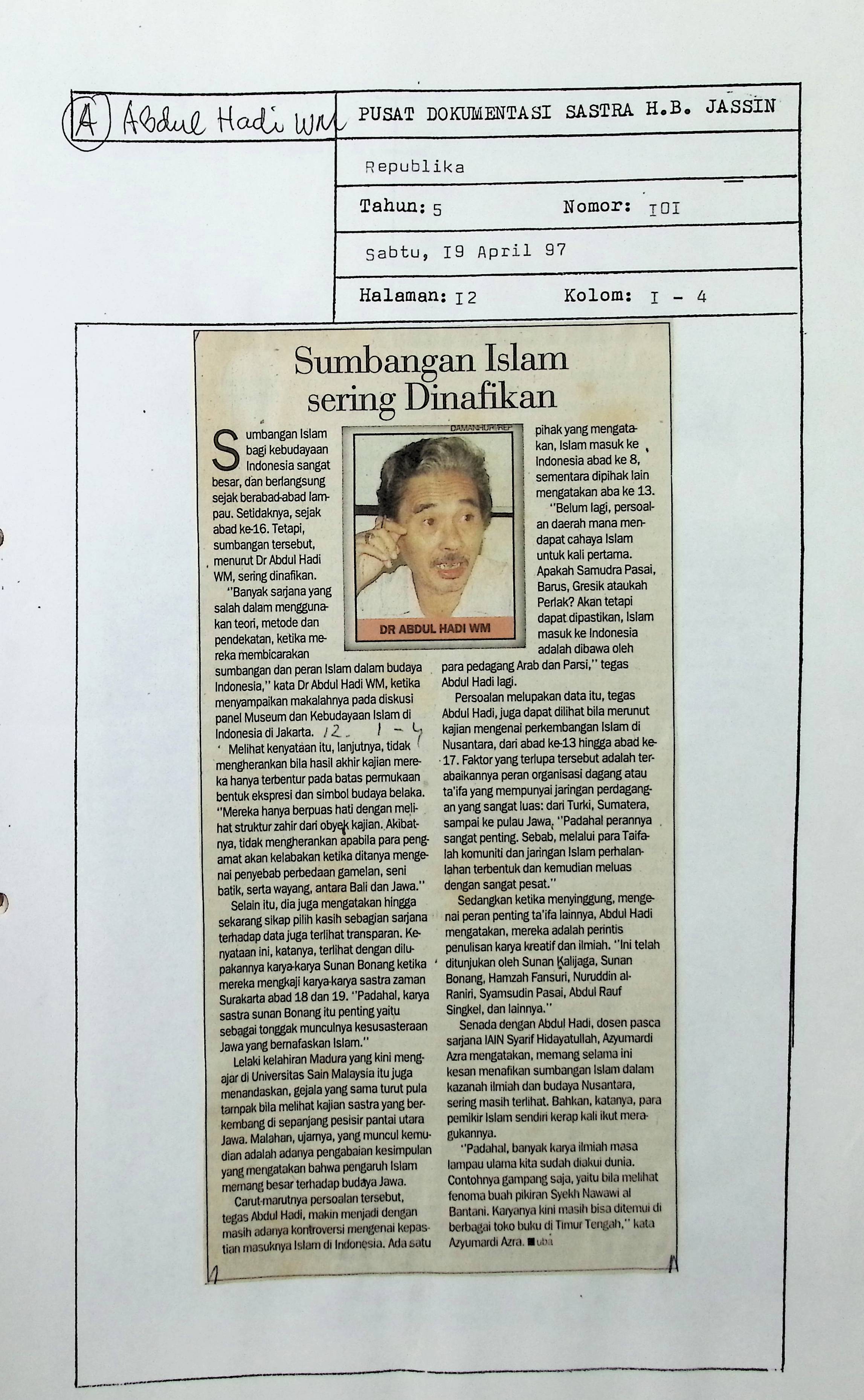 Sumbangan Islam sering dinafikan