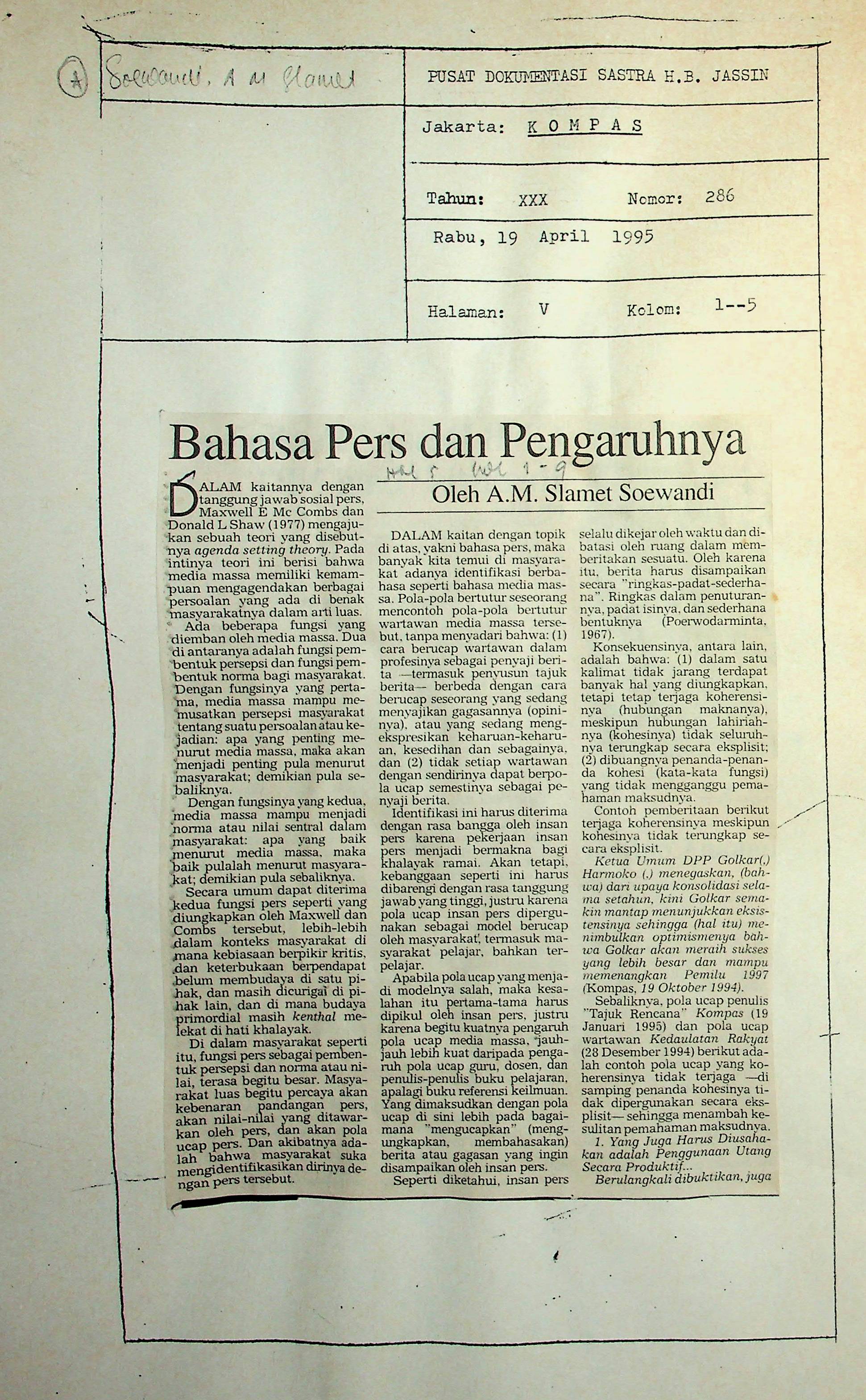 Bahasa pers dan pengaruhnya