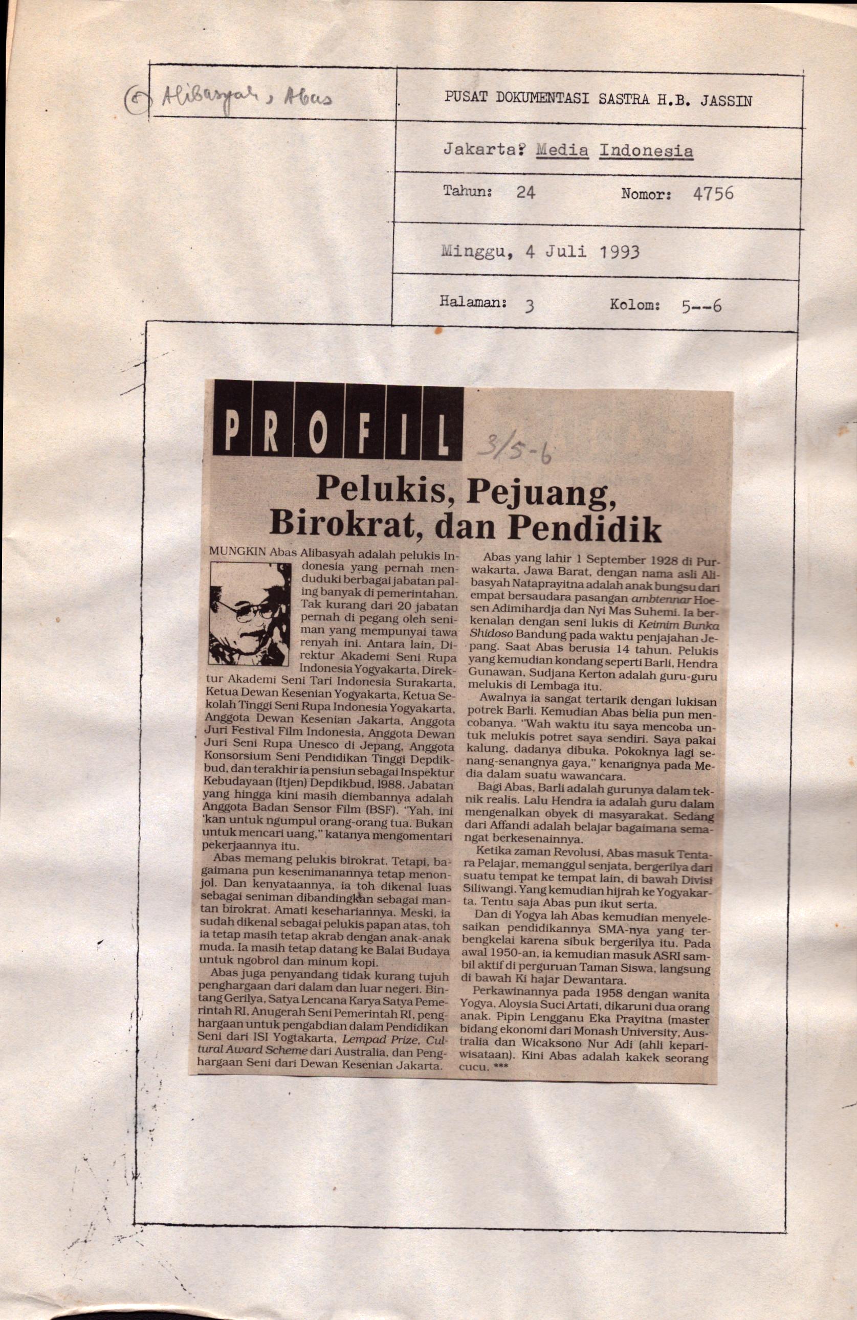 Pelukis, pejuang, birokrat, dan pendidik