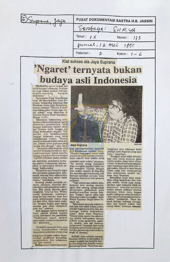 Kiat sukses ala Jaya Suprana, "ngaret' ternyata bukan budaya asli Indonesia