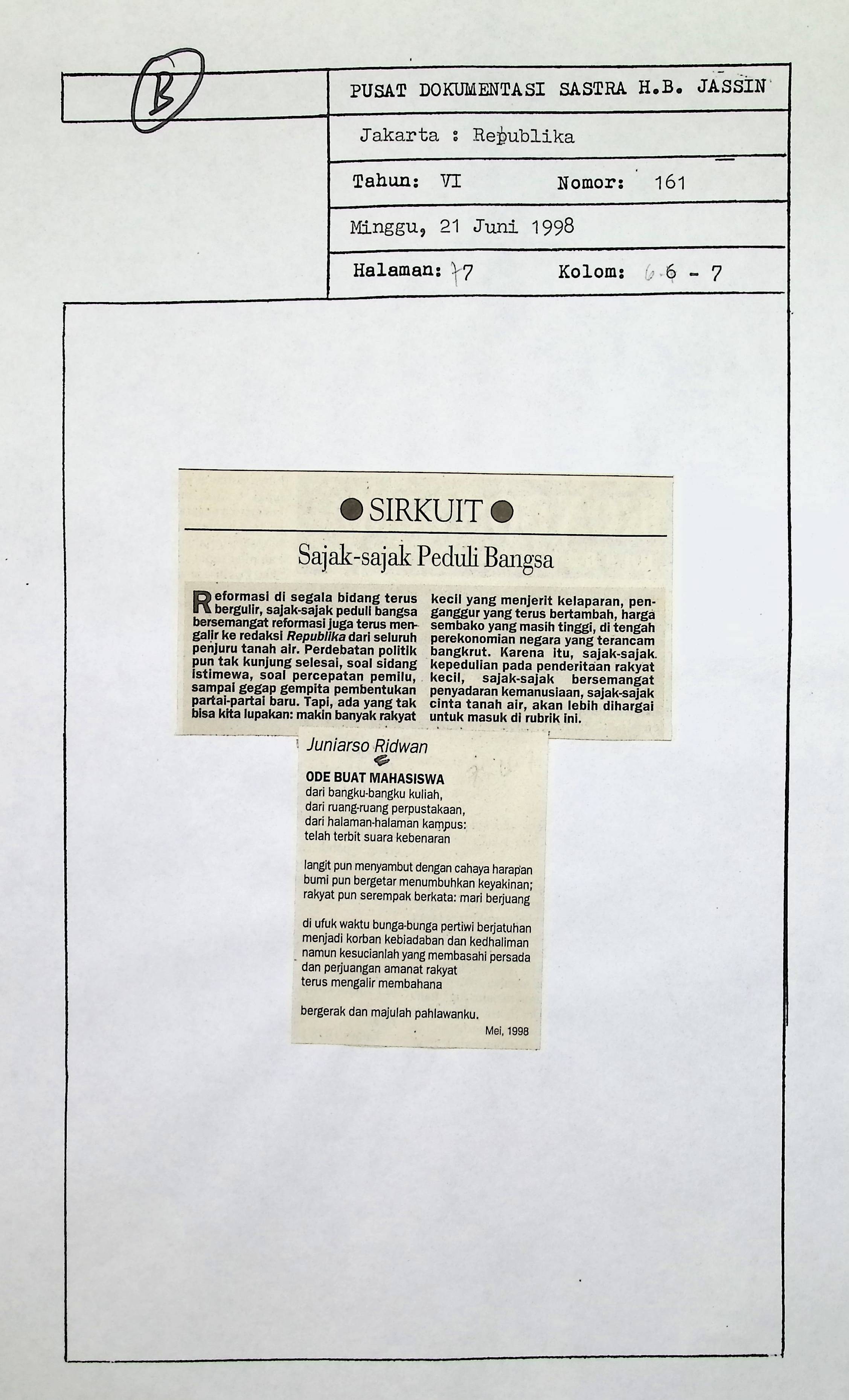 Sirkuit: sajak-sajak peduli bangsa