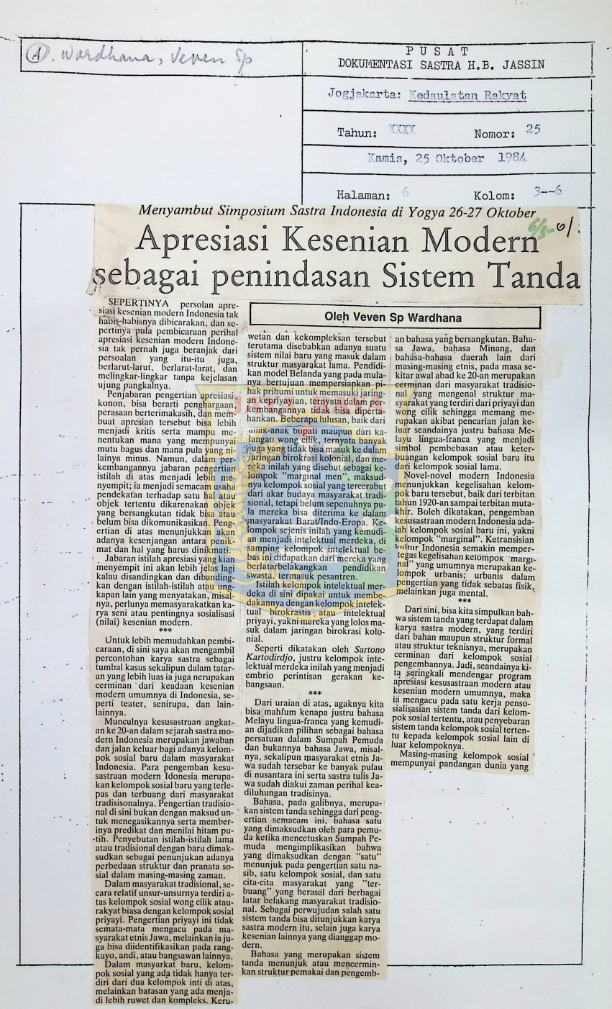 Apresiasi kesenian modern sebagai penindasan sistem tanda