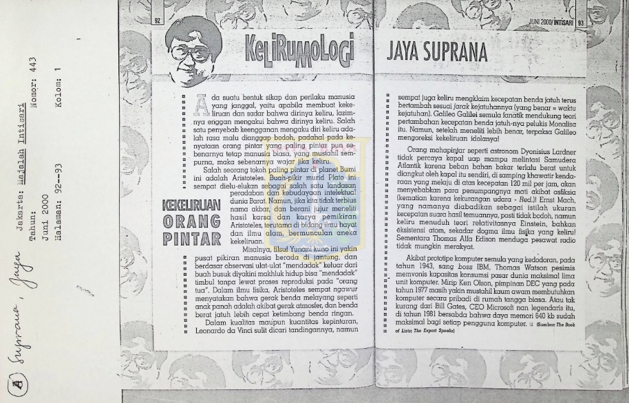 Kelirumologi Jaya Suprana: kekeliruan orang pintar