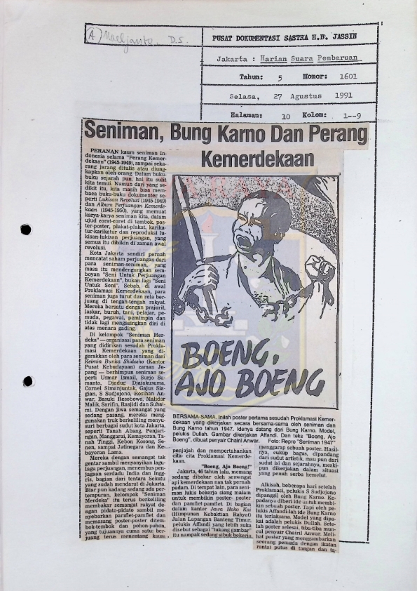 Seniman, Bung Karno dan perang kemerdekaan
