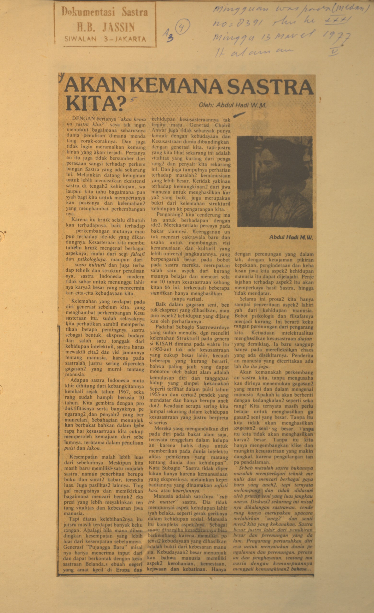 Akan kemana sastra kita