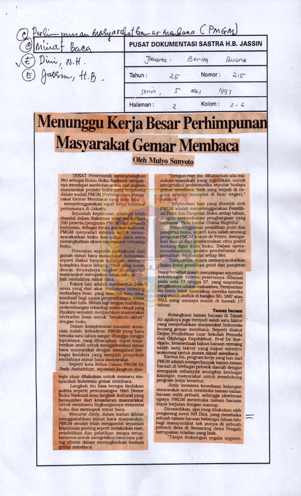 Menunggu kerja besar perhimpunan masyarakat gemar membaca