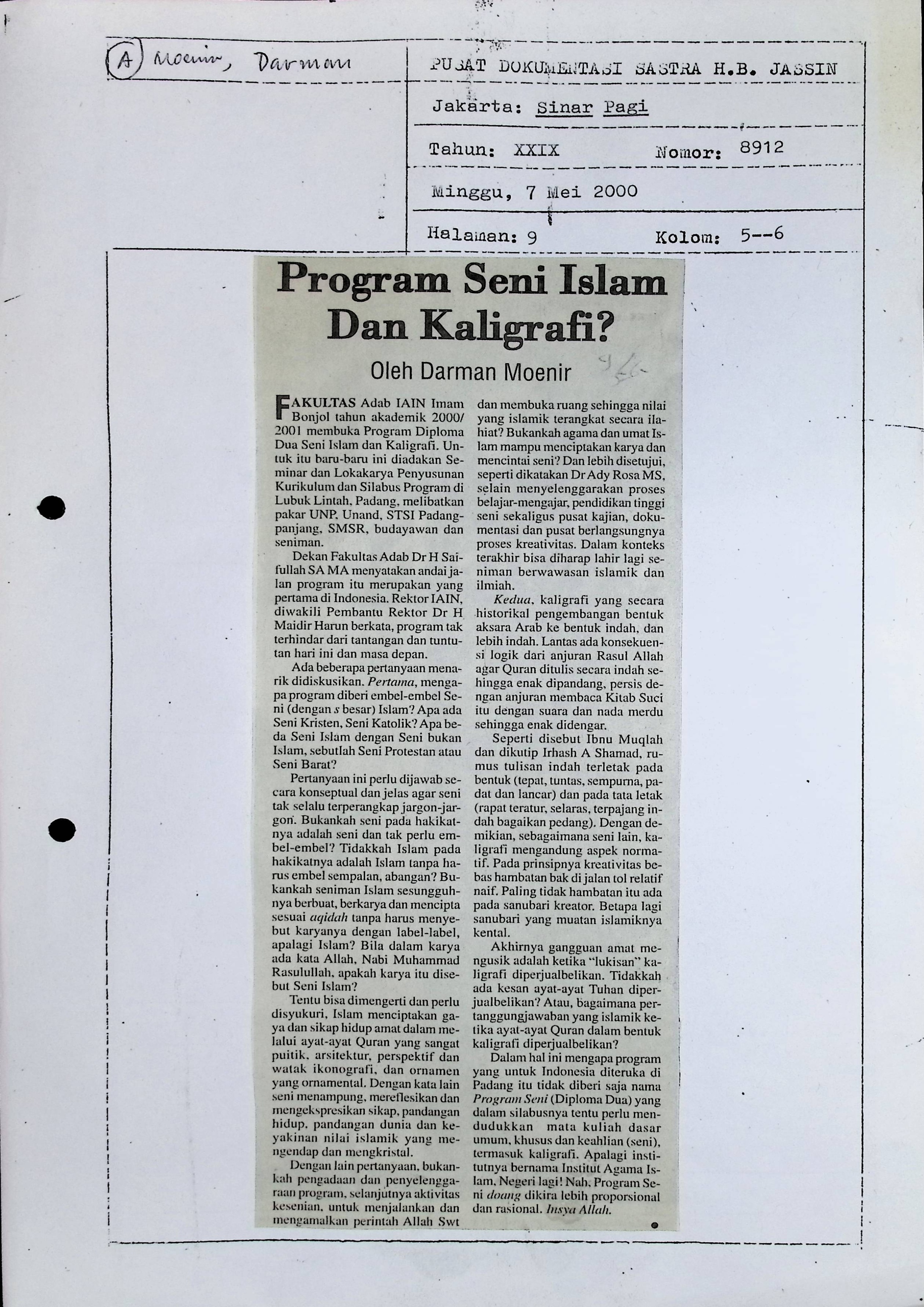 Program seni Islam dan kaligrafi?
