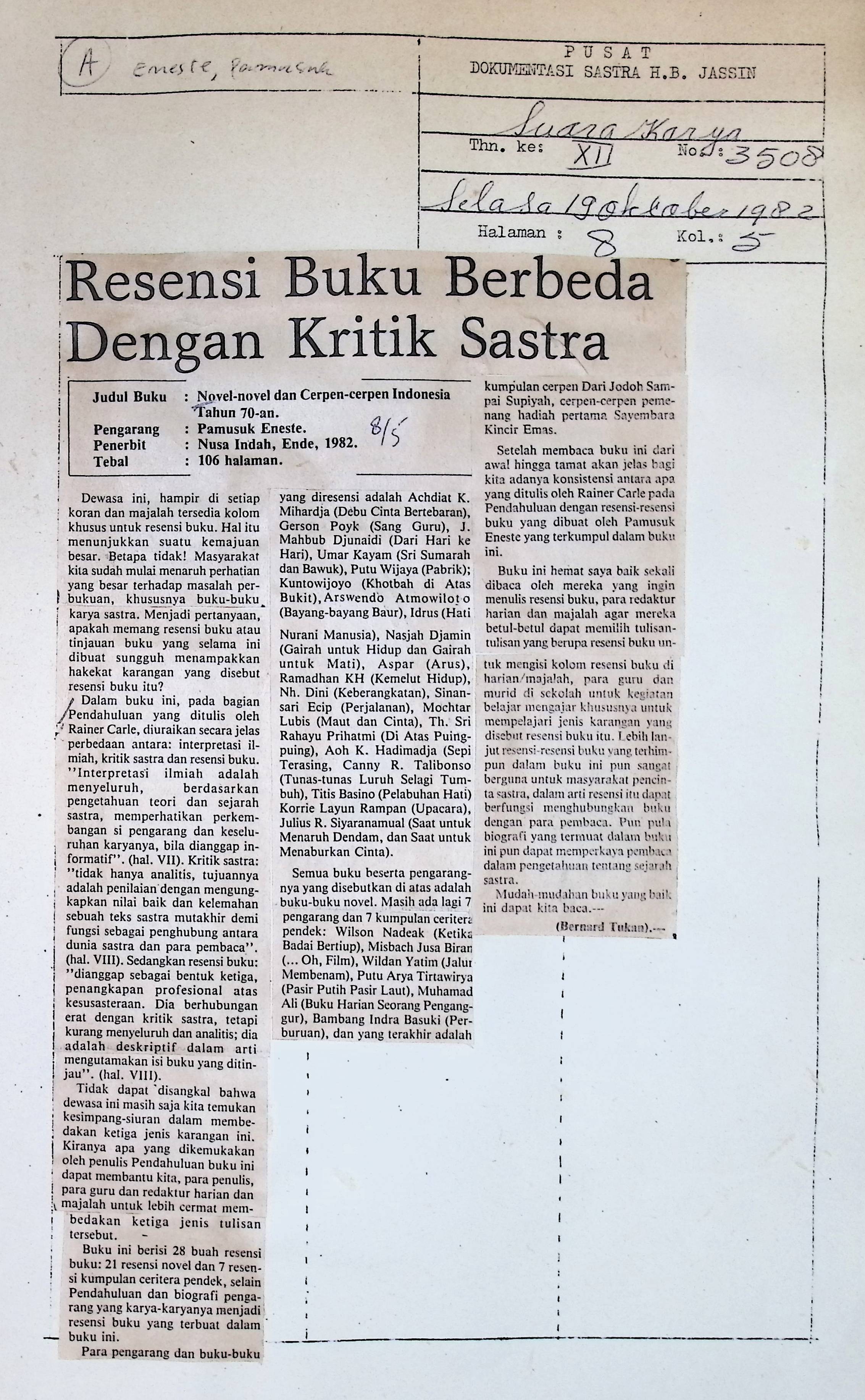 Resensi buku berbeda dengan kritik sastra