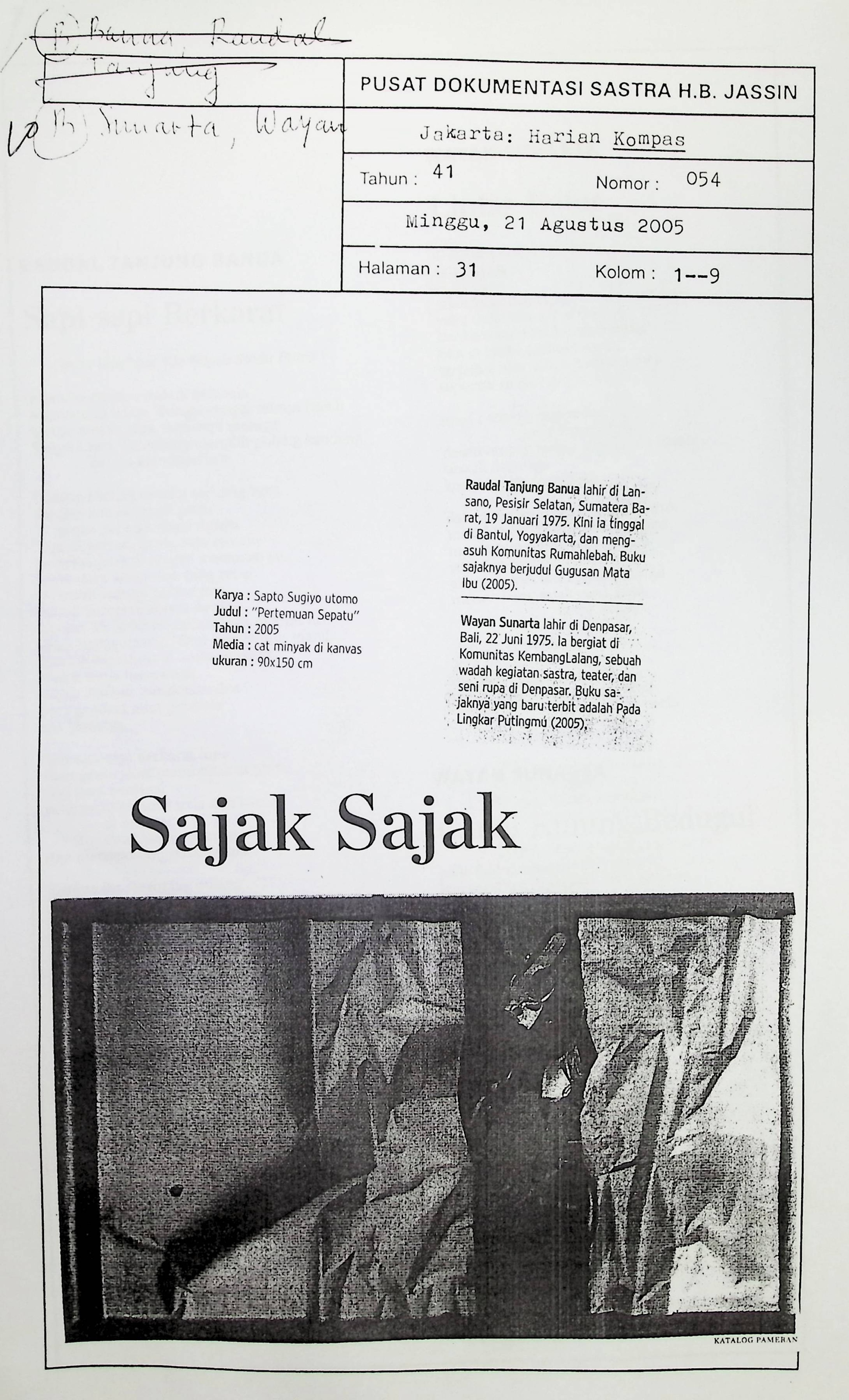 Sajak- Sajak Raudal Tanjung Banua : Sapi-sapi berbakat