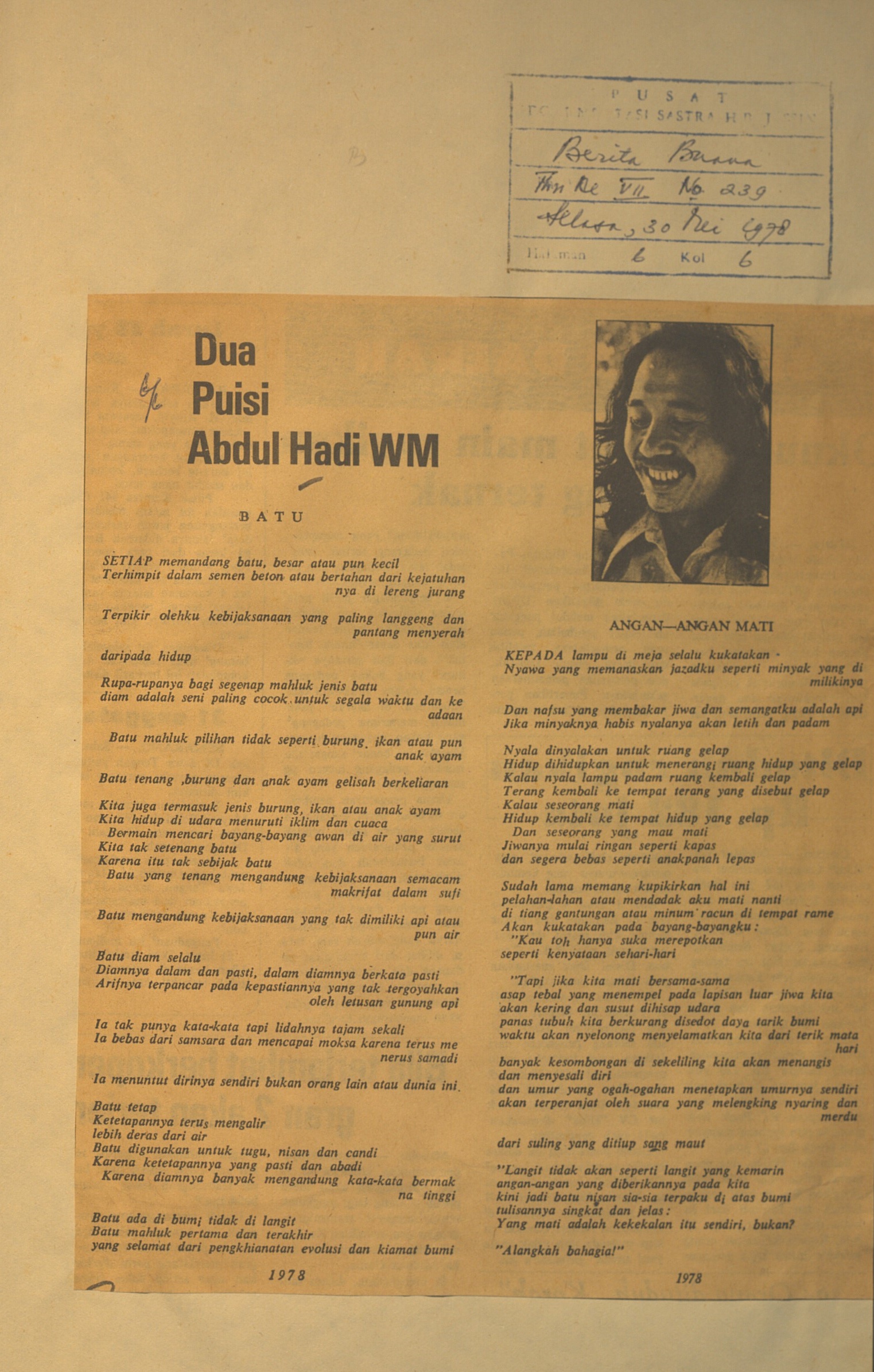 Dua Puisi Abdul Hadi WM