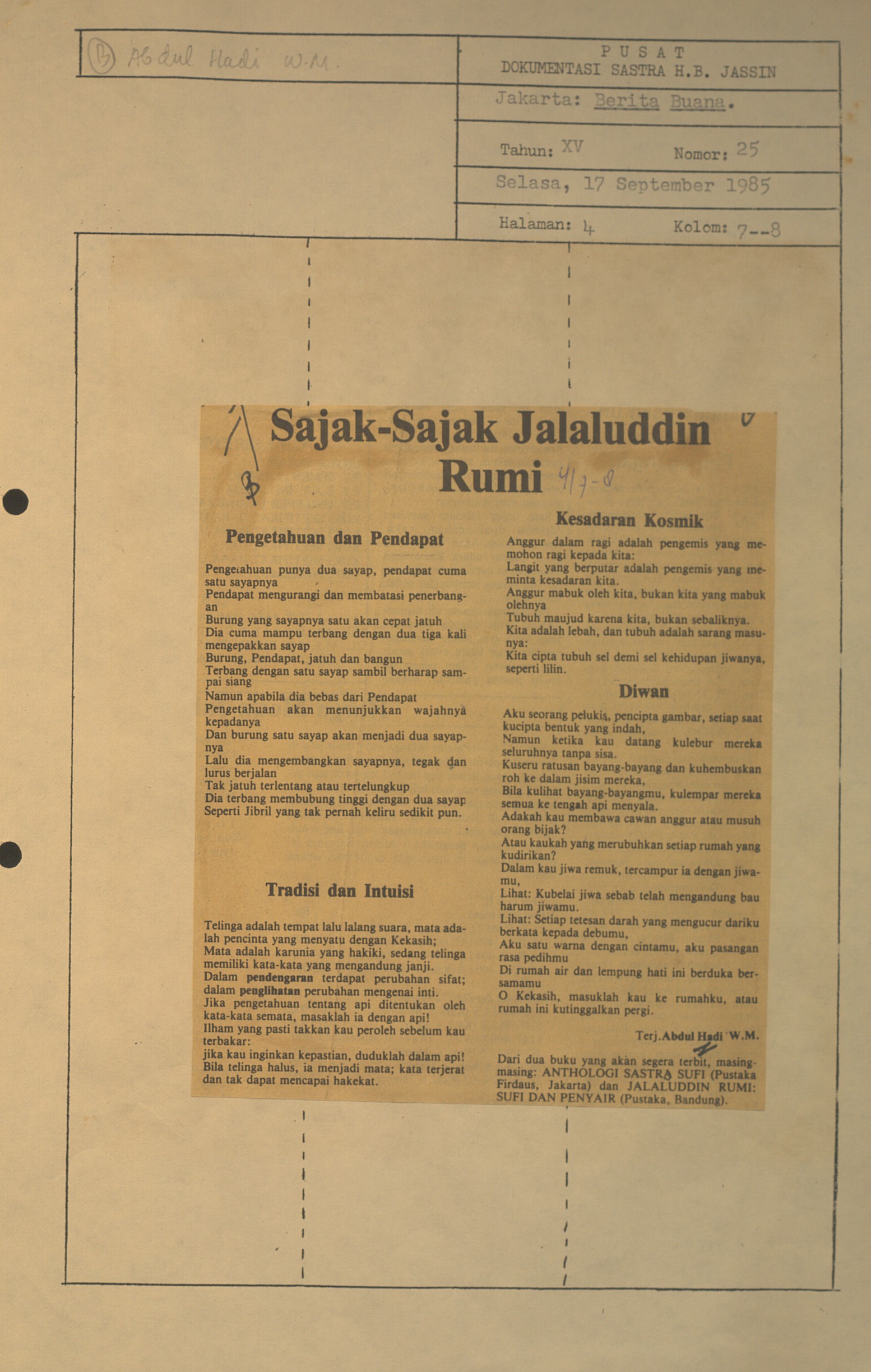 Sajak-sajak Jalaludin Rumi