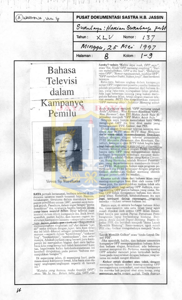 Bahasa televisi dalam kampanye pemilu