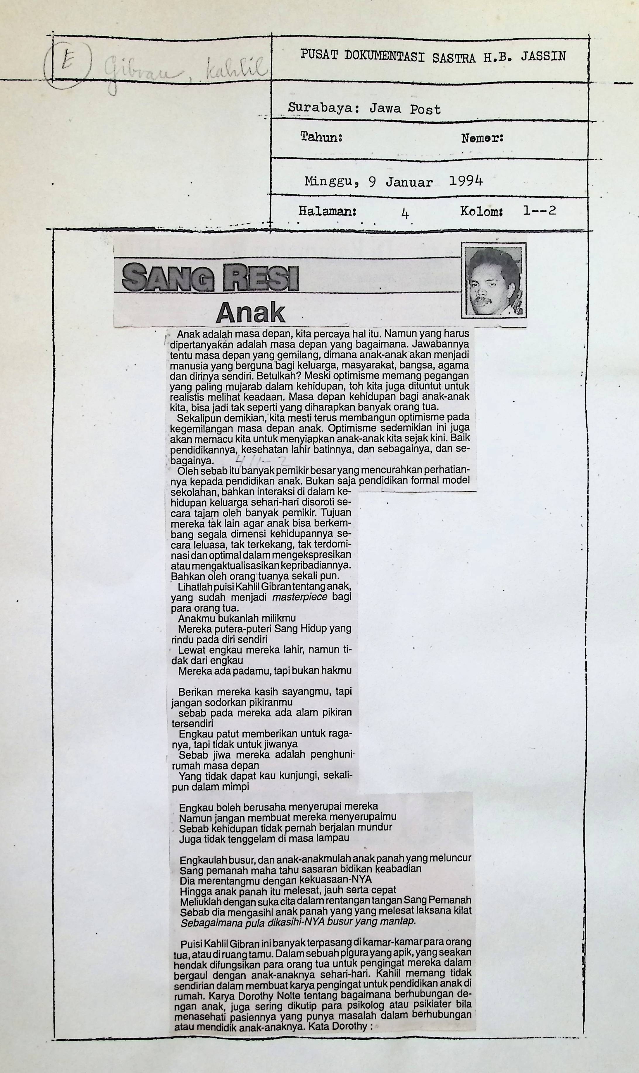 Sang Resi, Anak